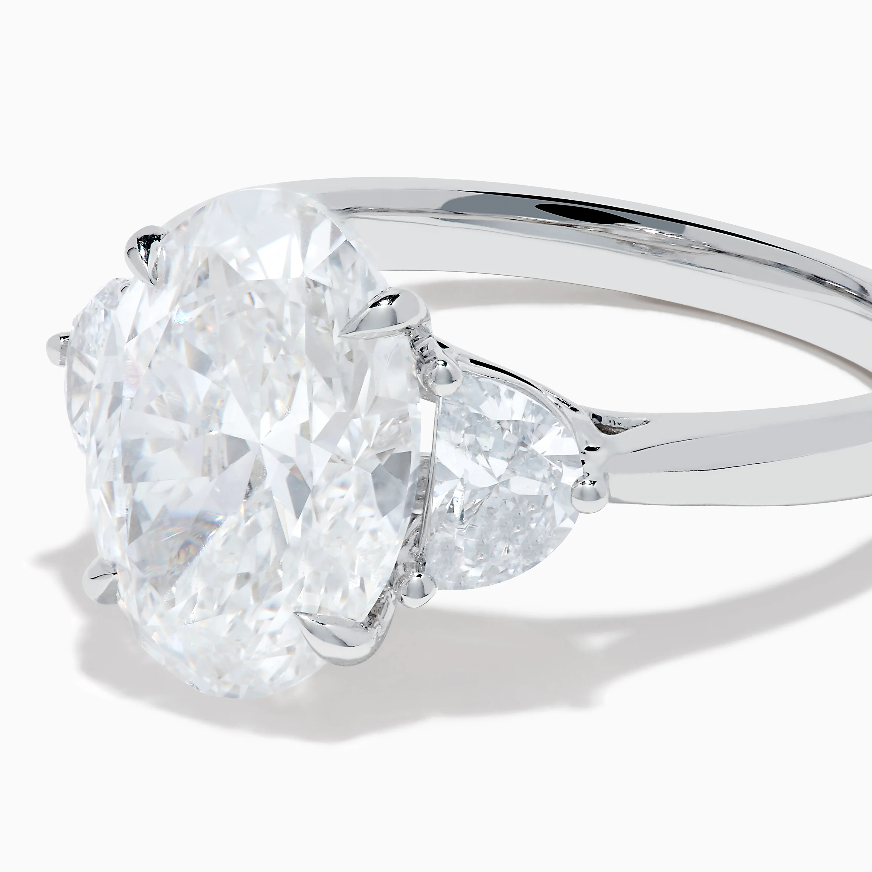 Lab Grown Oval Diamond 3 Stone Ring in 14K White Gold - Image 2