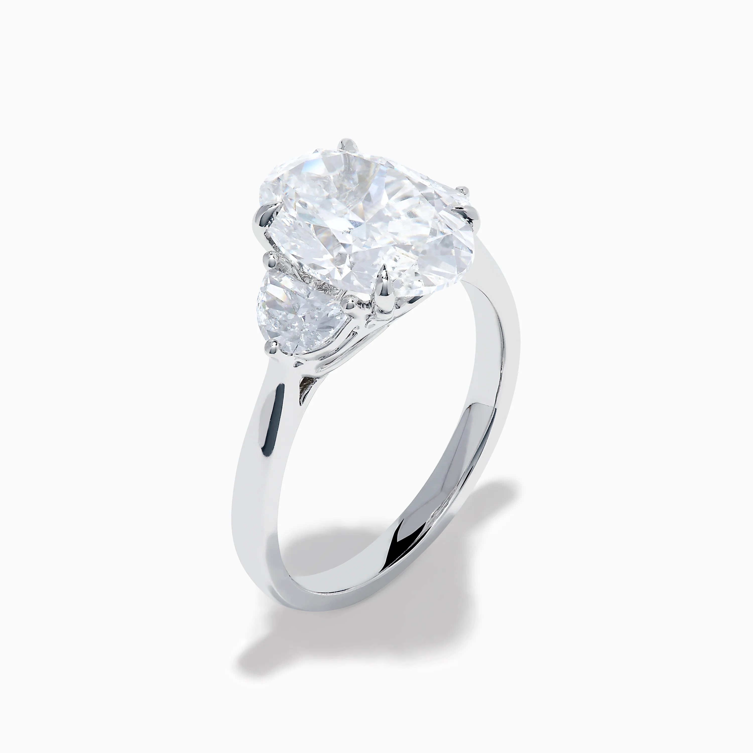 Lab Grown Oval Diamond 3 Stone Ring in 14K White Gold - Image 4