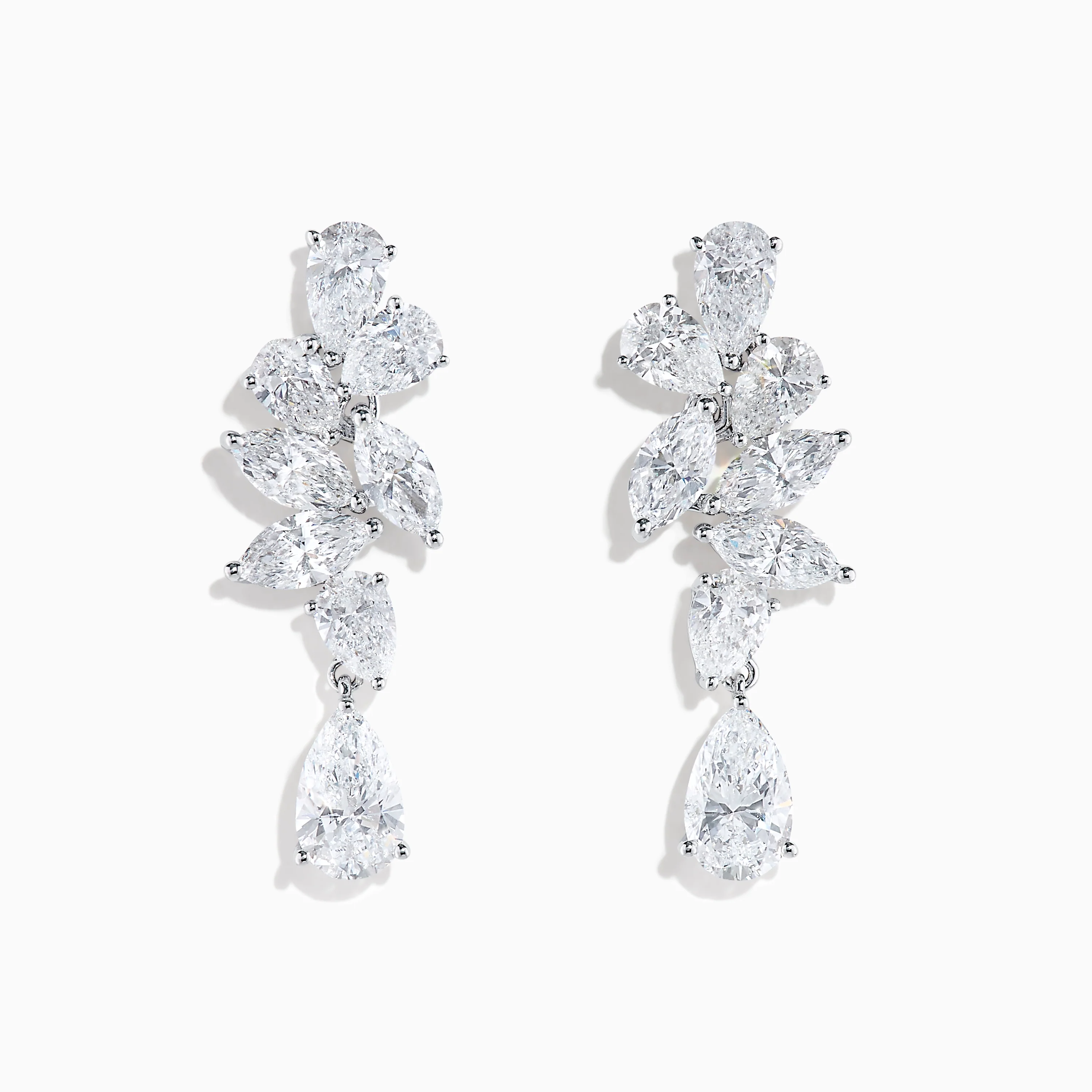 Lab Grown Pear and Marquise Diamond 3.61ct Statement Drop Earrings in 14K White Gold