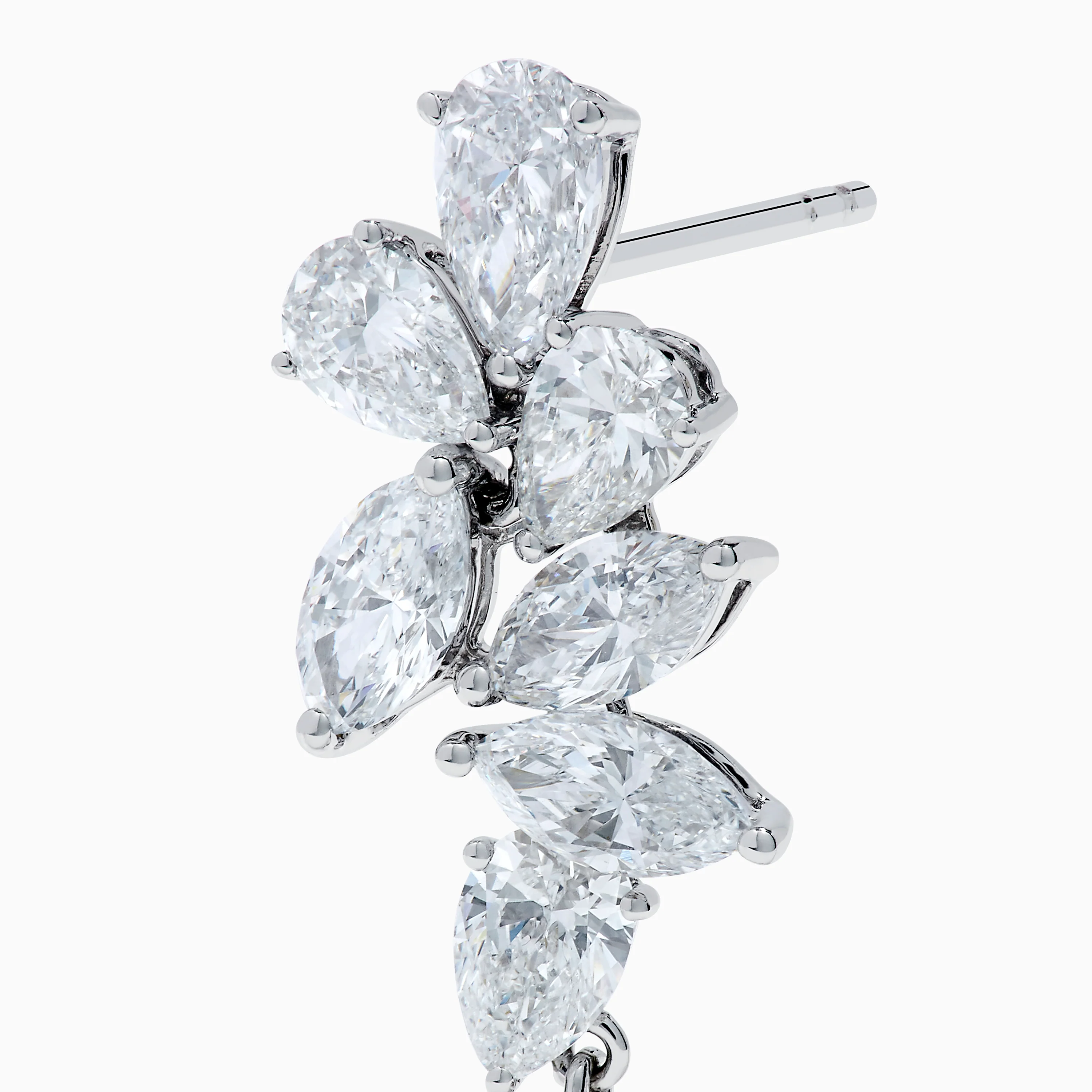 Lab Grown Pear and Marquise Diamond 3.61ct Statement Drop Earrings in 14K White Gold - Image 2