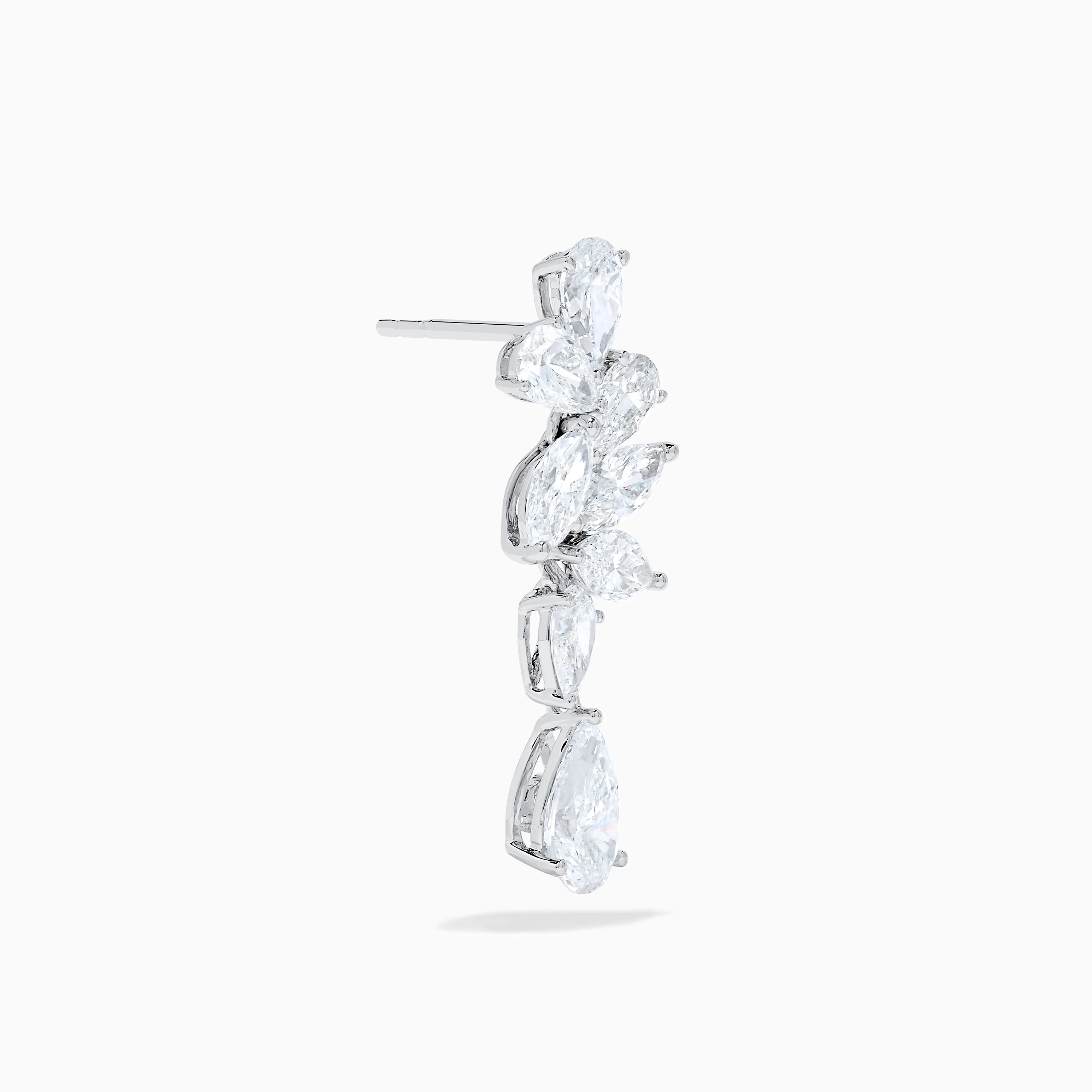 Lab Grown Pear and Marquise Diamond 3.61ct Statement Drop Earrings in 14K White Gold - Image 3