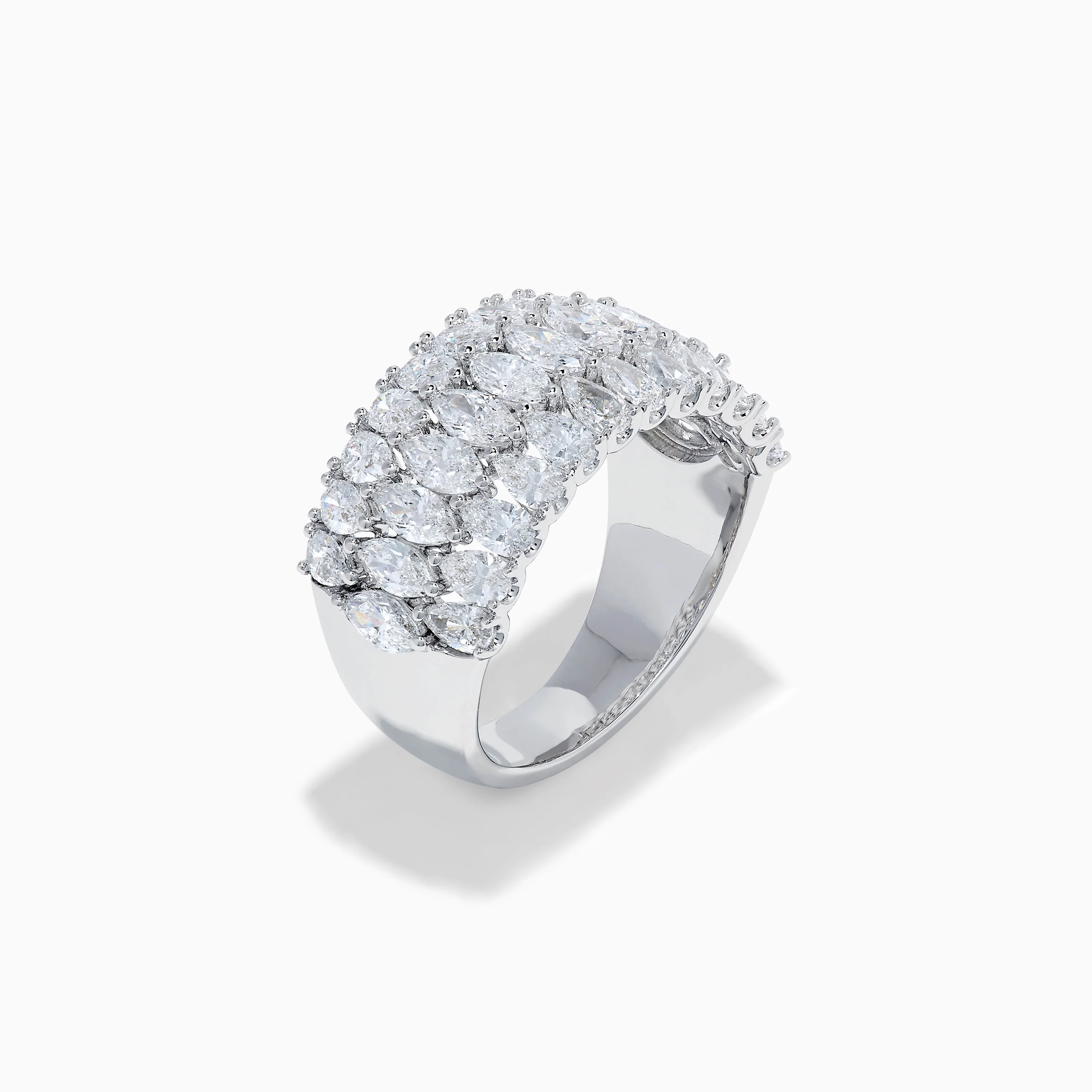 Lab Grown Pear and Marquise Diamond Wide Band Ring in 14K White Gold - Image 4