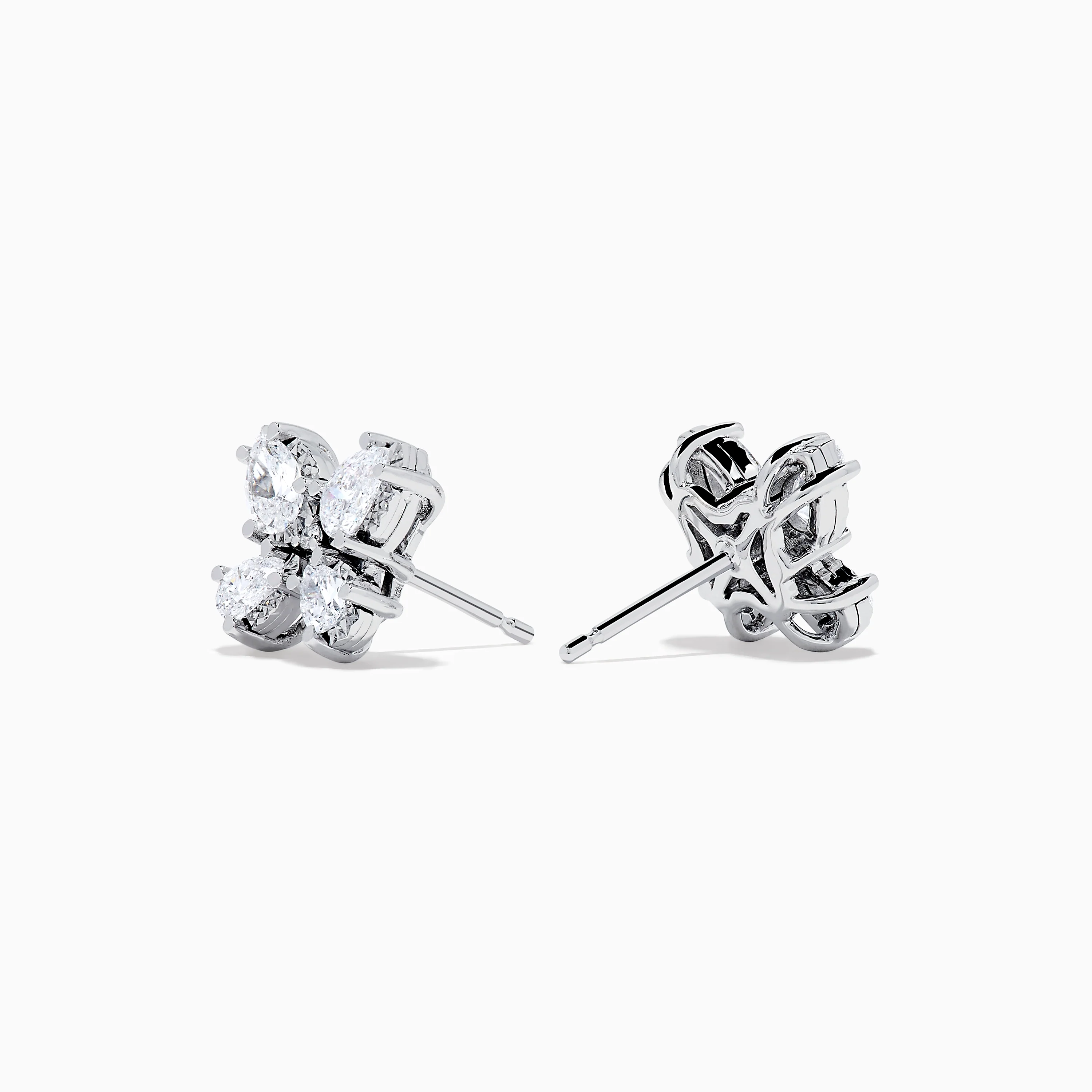 Lab Grown Pear and Round Diamond 1.23ct Butterfly Stud Earrings in 14K White Gold - Image 2