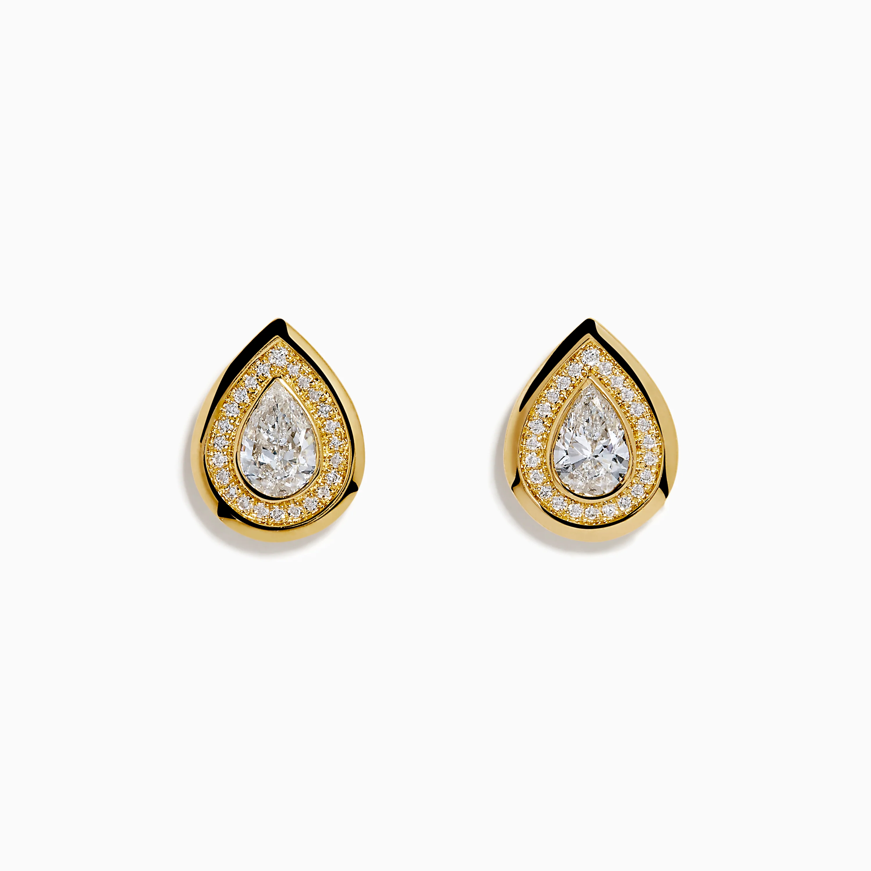 Lab Grown Pear Diamond 1.10ct Halo Stud Earrings in 14K Yellow Gold