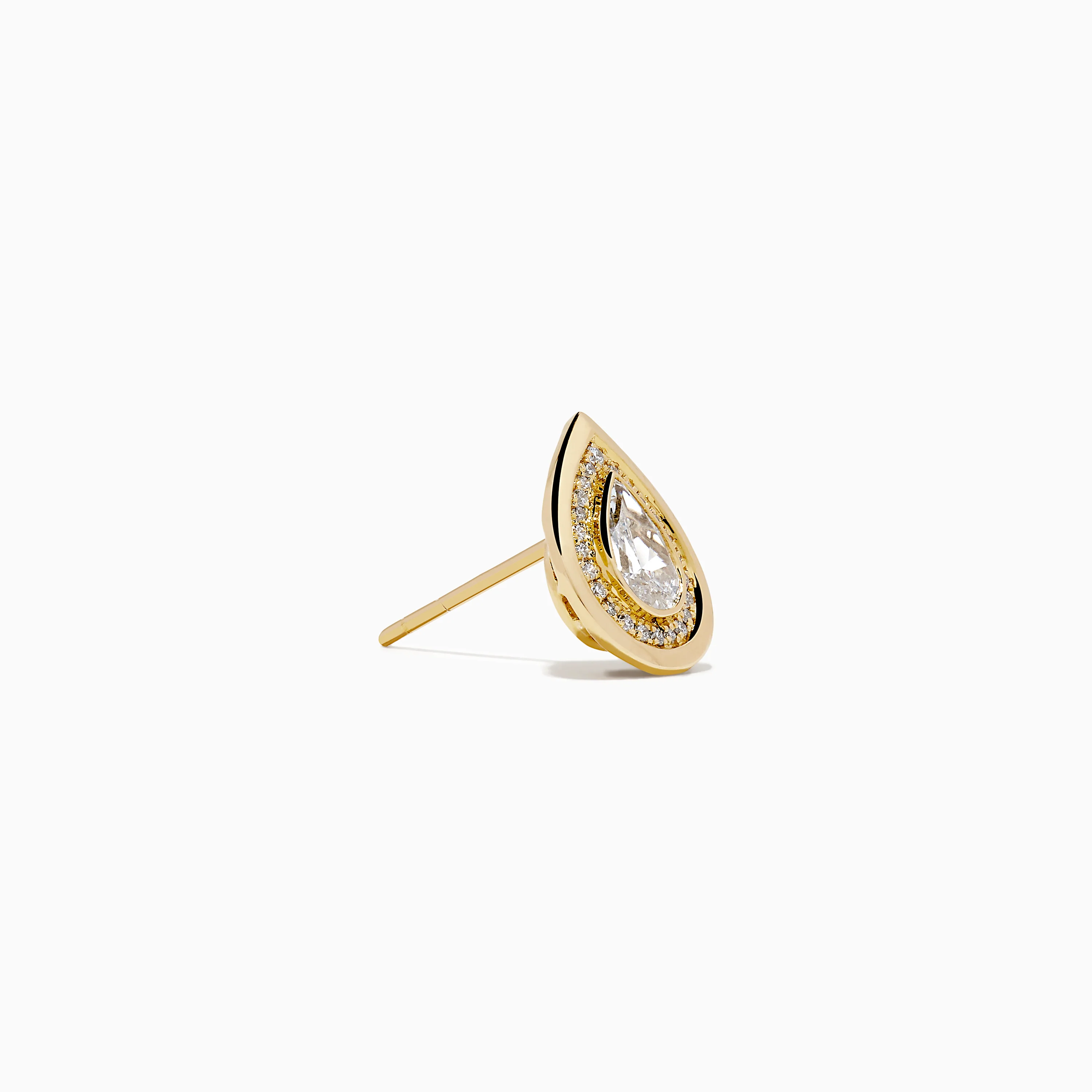 Lab Grown Pear Diamond 1.10ct Halo Stud Earrings in 14K Yellow Gold - Image 3