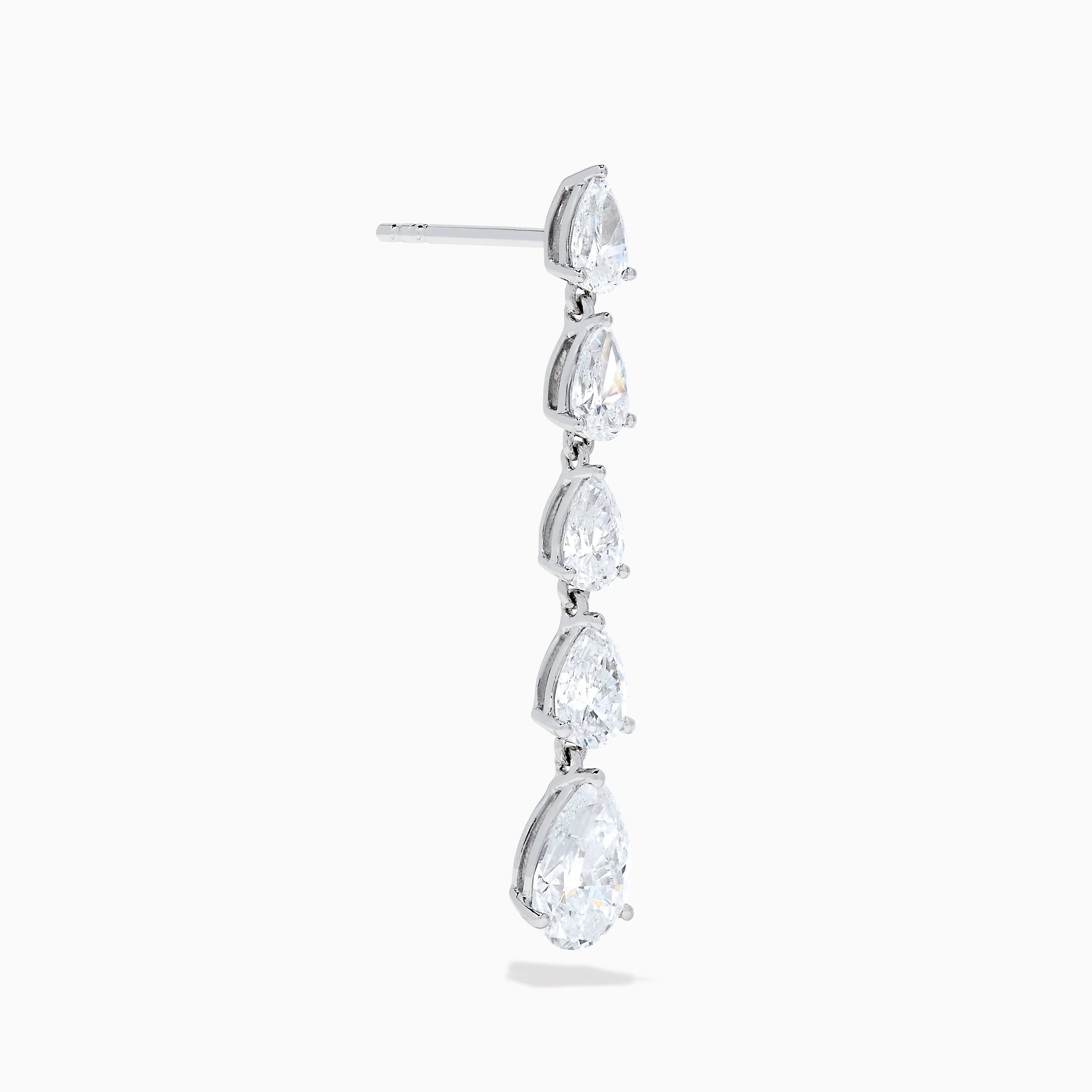 Lab Grown Pear Diamond 2.45ct Linear Drop Earrings in 14K White Gold - Image 3