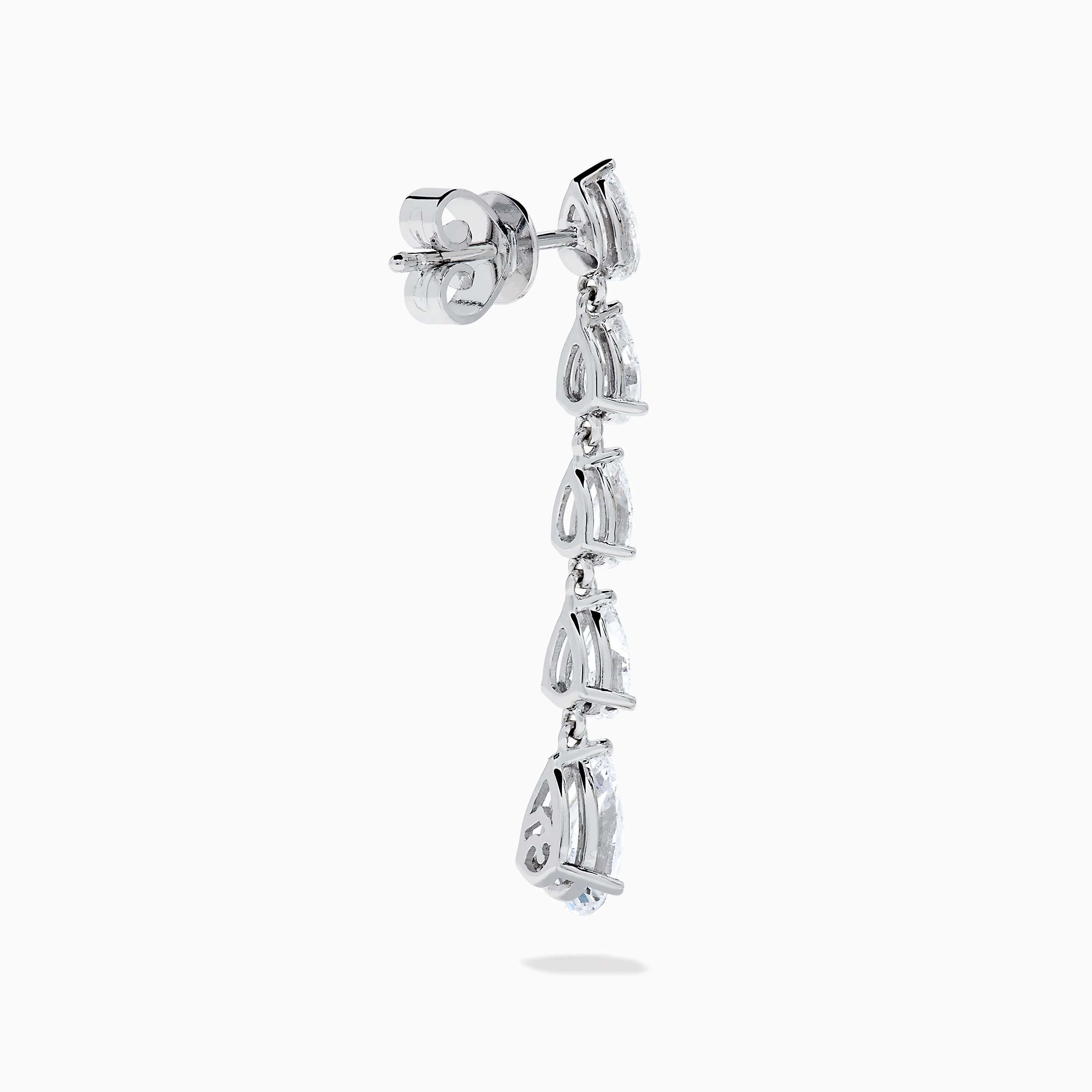Lab Grown Pear Diamond 2.45ct Linear Drop Earrings in 14K White Gold - Image 4
