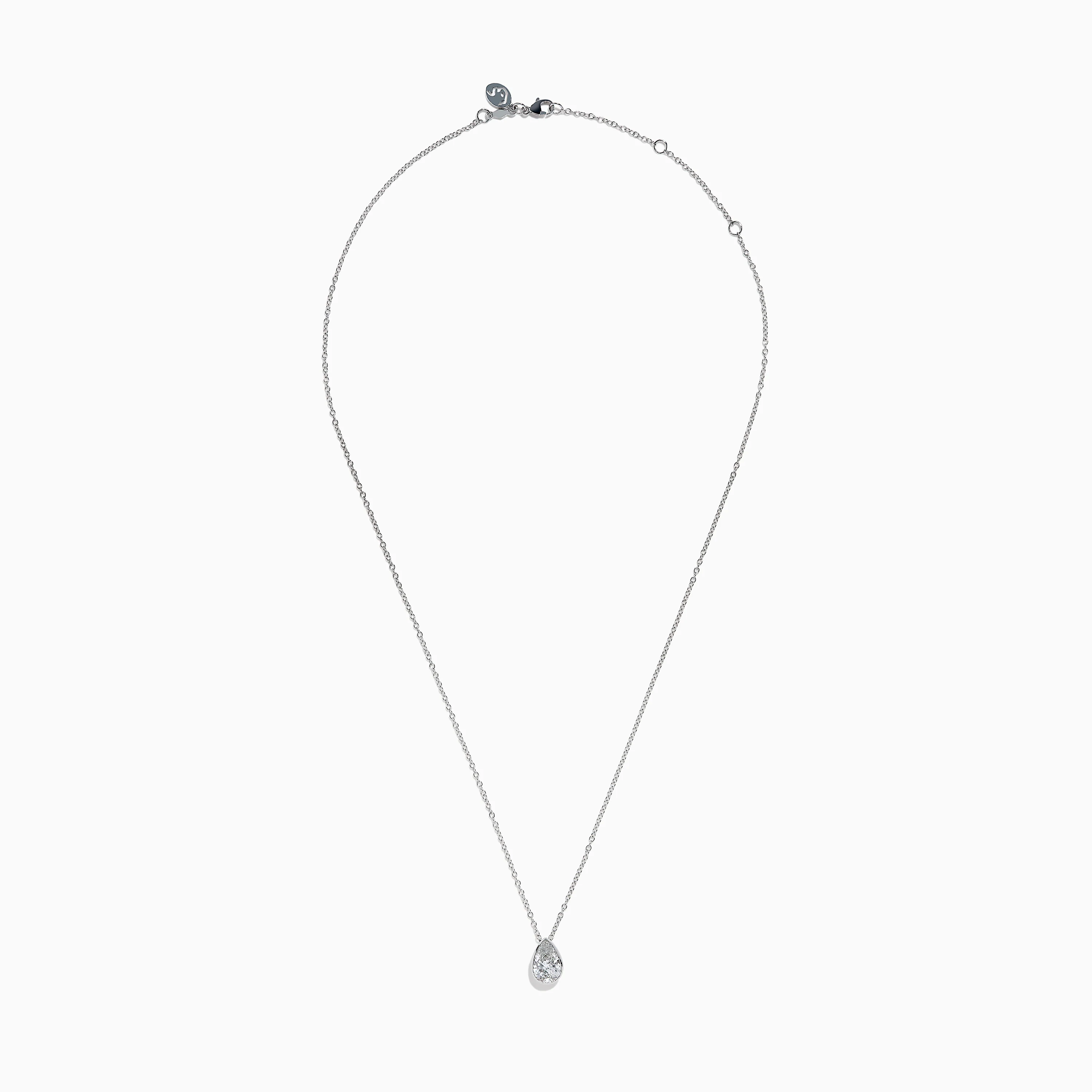 Lab Grown Pear Diamond Bezel Pendant in 14K White Gold - Image 3