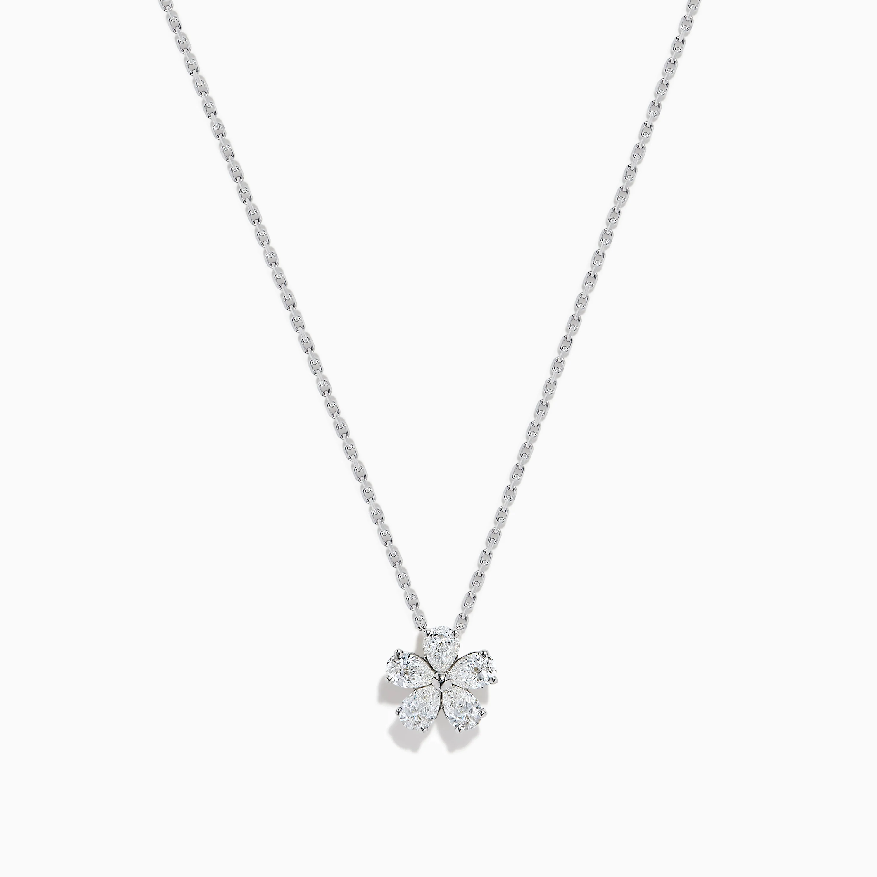Lab Grown Pear Diamond Flower Pendant in 14K White Gold