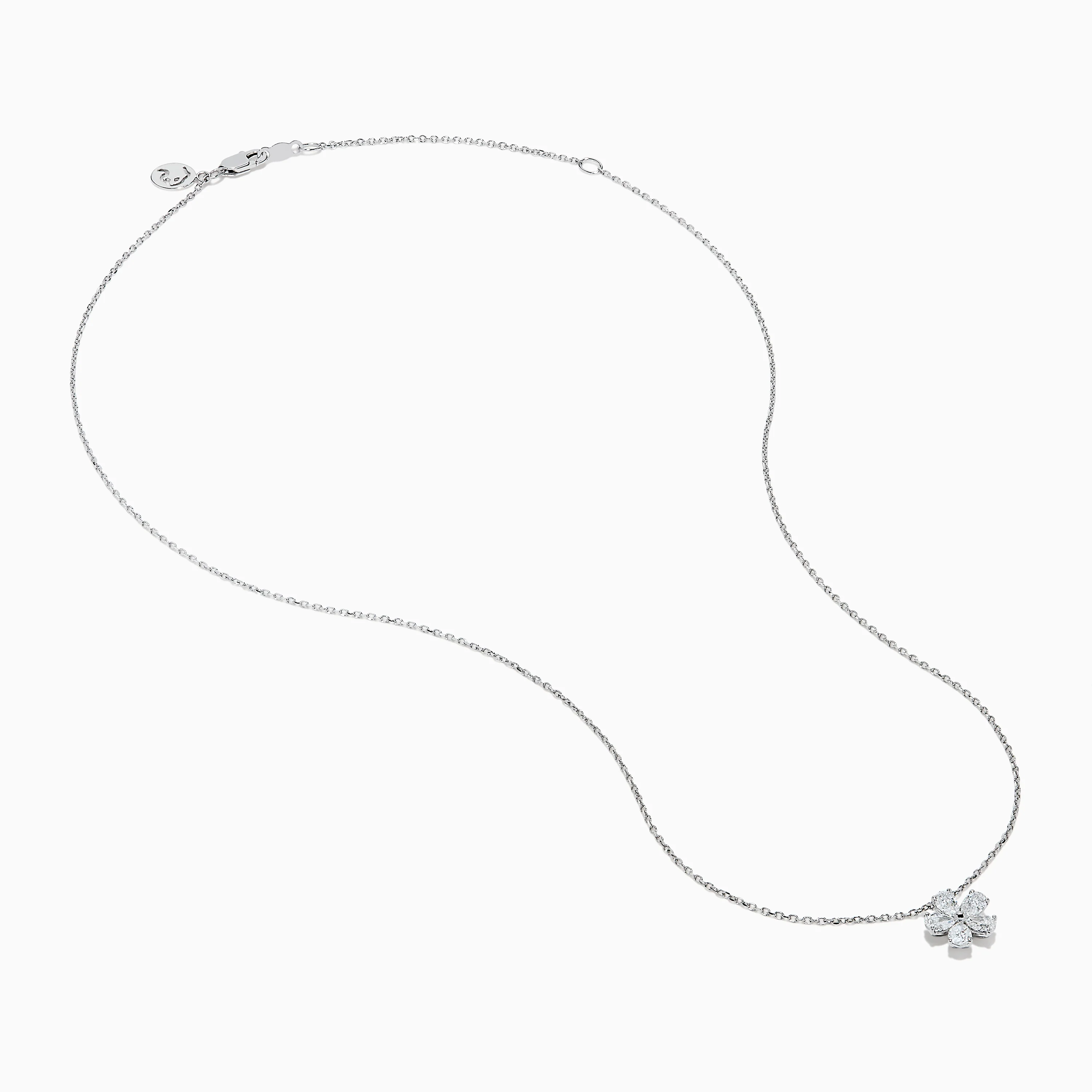 Lab Grown Pear Diamond Flower Pendant in 14K White Gold - Image 2