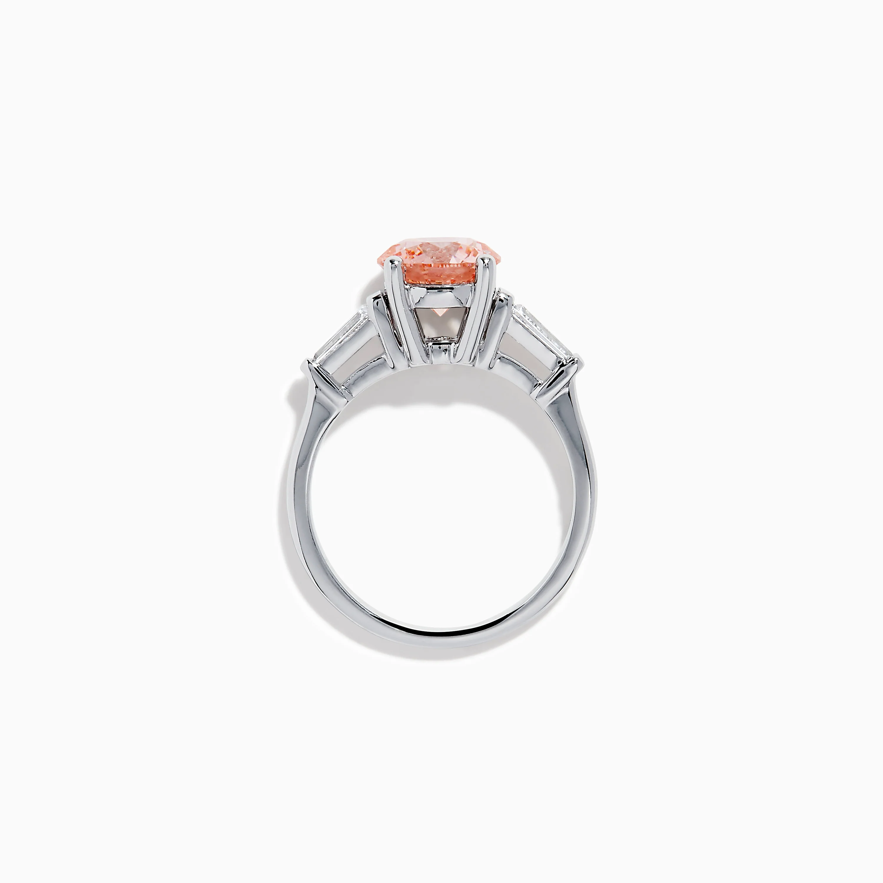 Lab Grown Pink and White Diamond 3 Stone Ring in 14K White Gold - Image 3