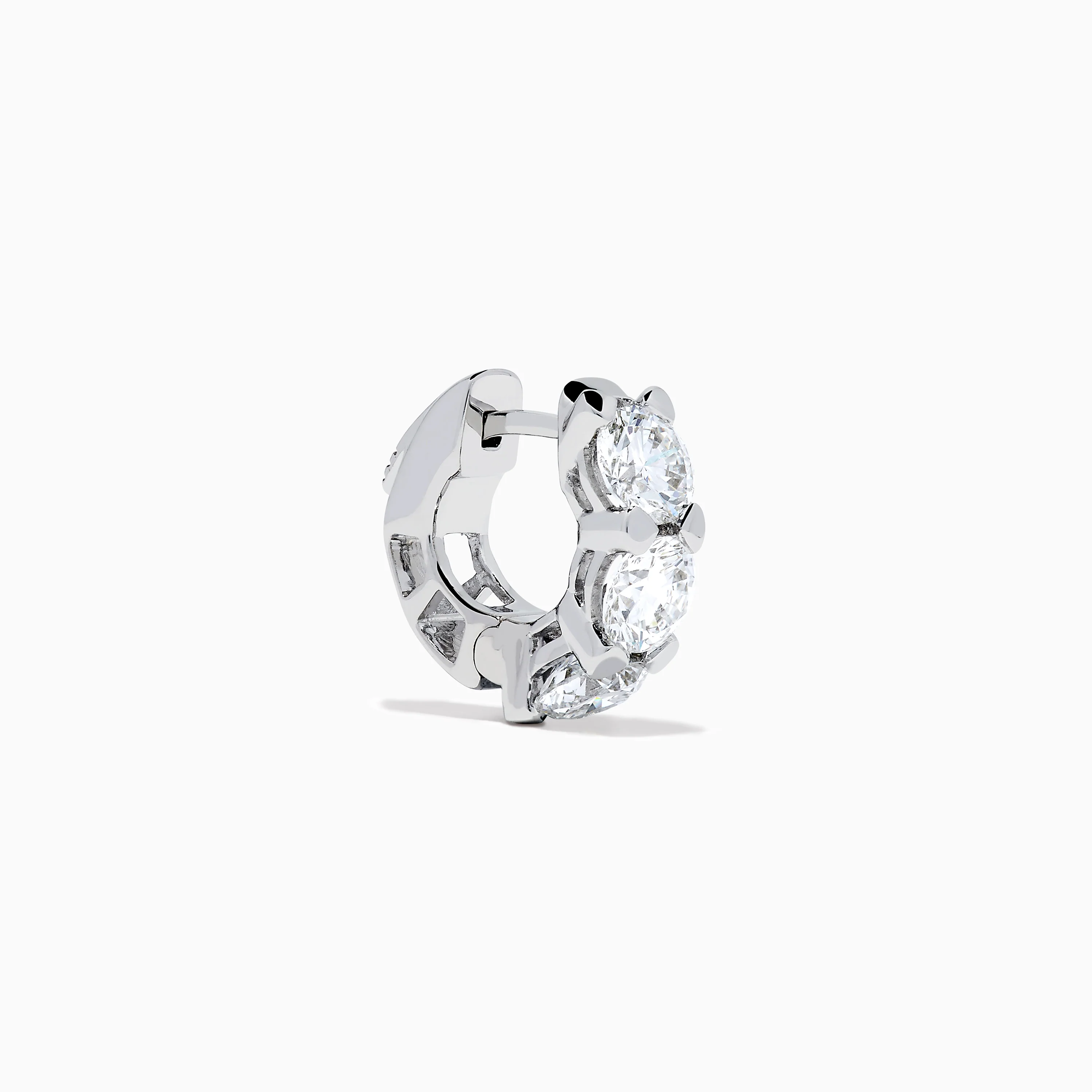 Lab Grown Round Diamond 3.00ct Mini Hoop Earrings in 14K White Gold - Image 3