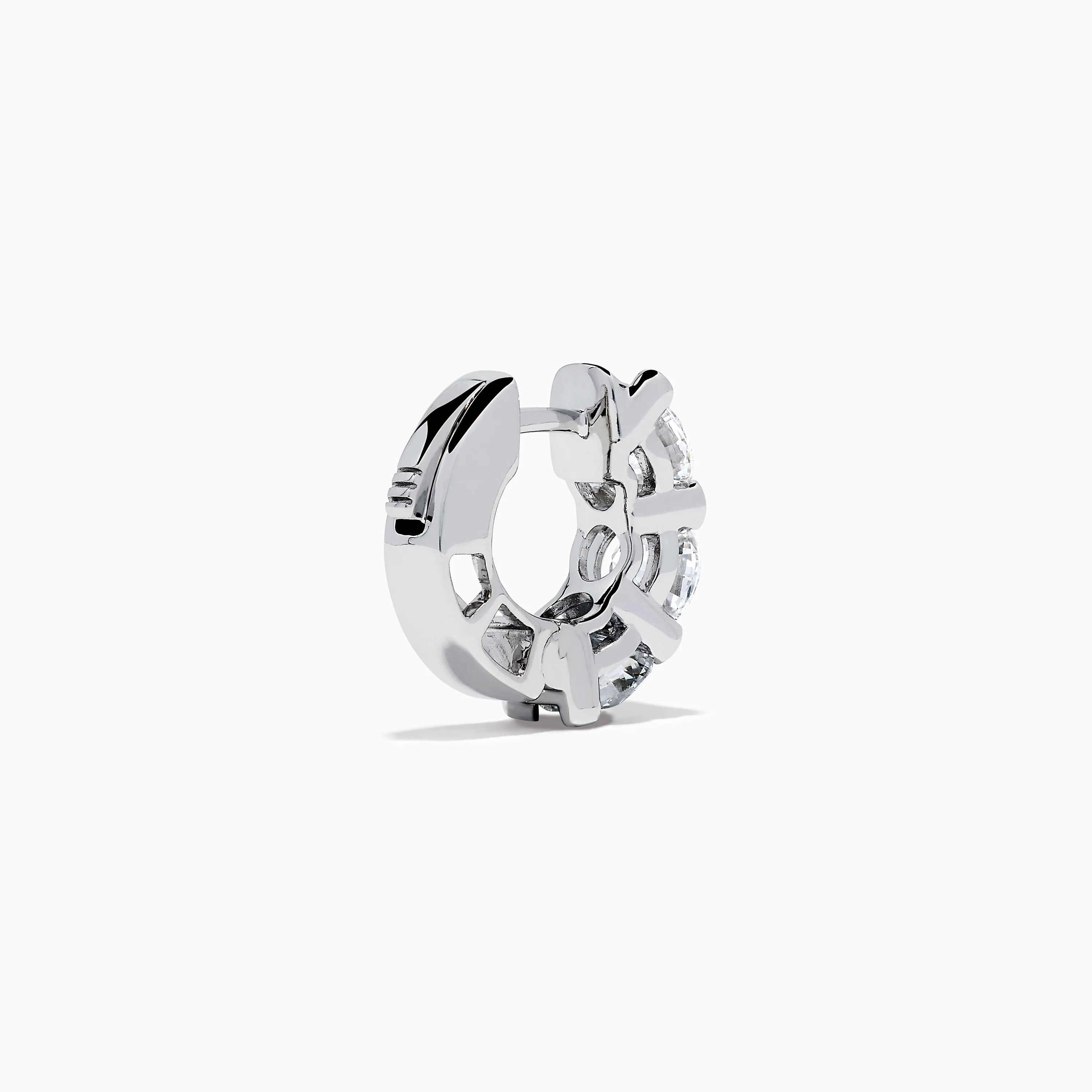 Lab Grown Round Diamond 3.00ct Mini Hoop Earrings in 14K White Gold - Image 4