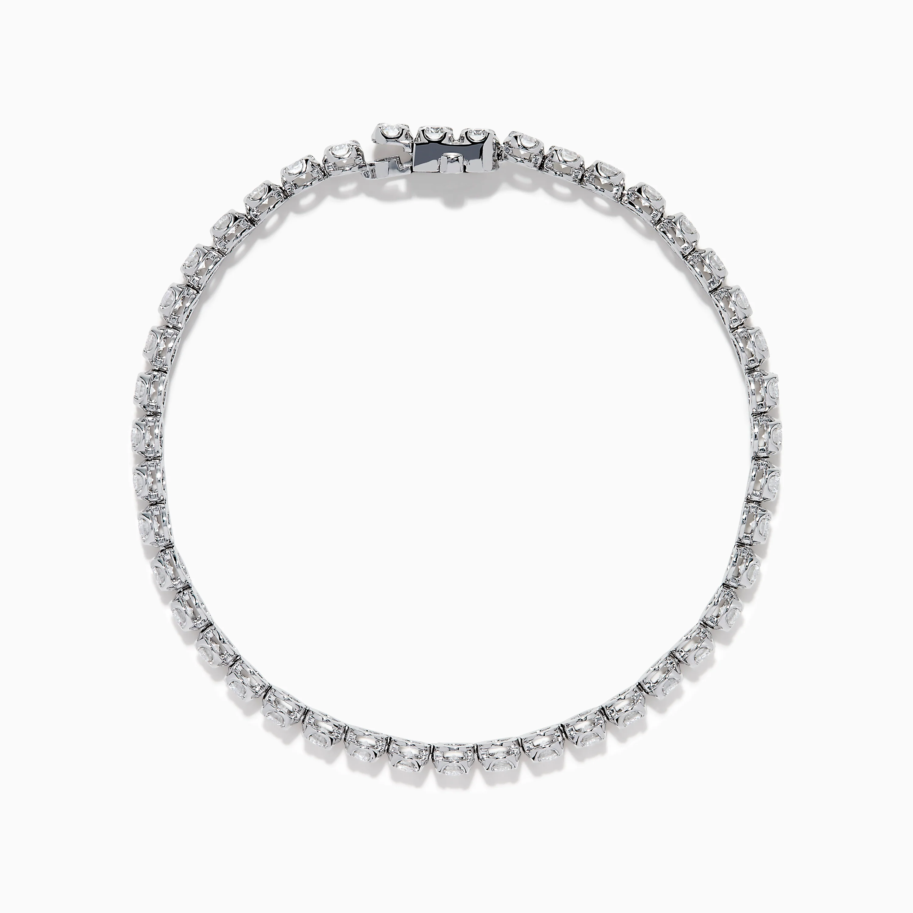 Lab Grown Round Diamond 5.00ct Cupcake Setting Tennis Bracelet in 14K White Gold - Image 3