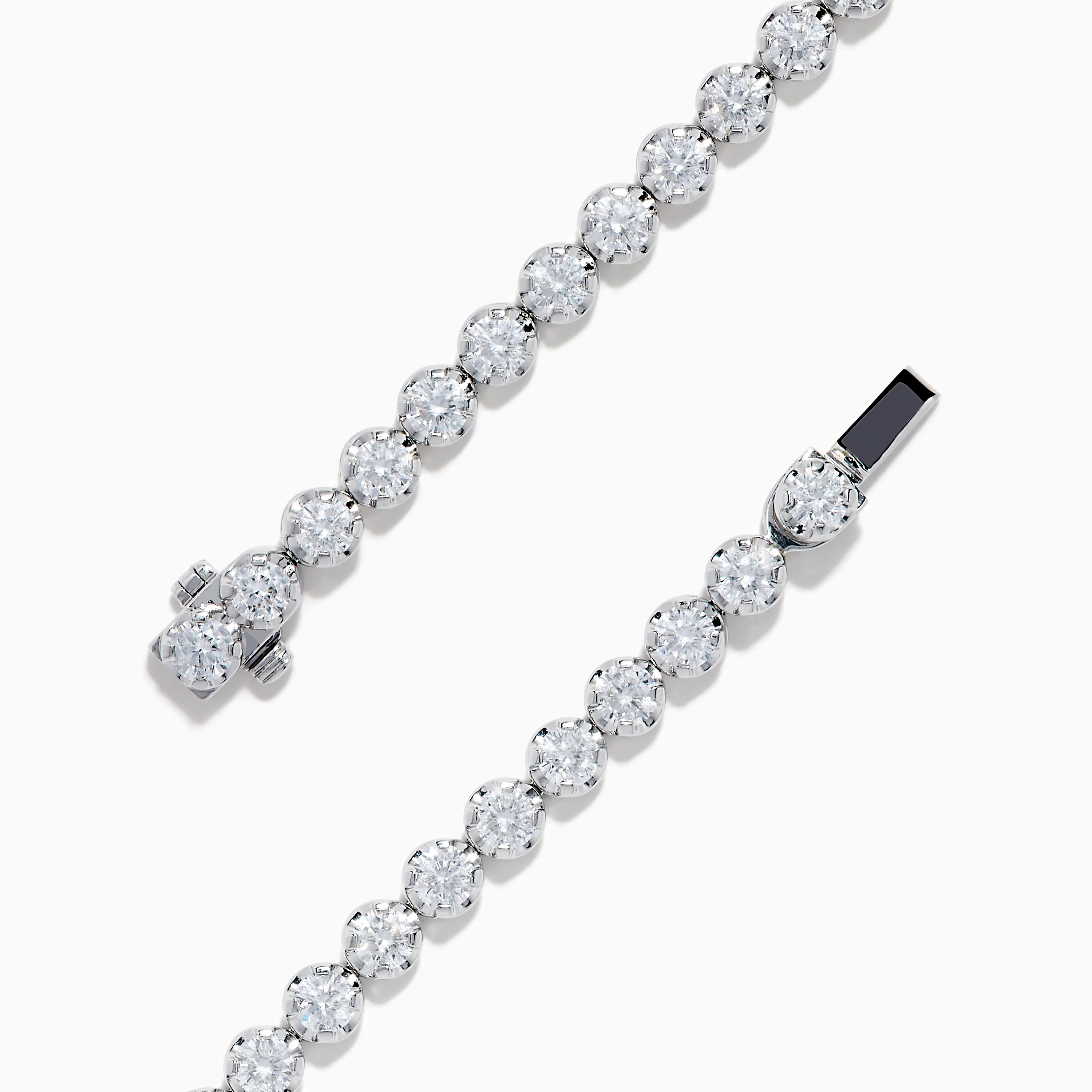Lab Grown Round Diamond 5.00ct Cupcake Setting Tennis Bracelet in 14K White Gold - Image 4
