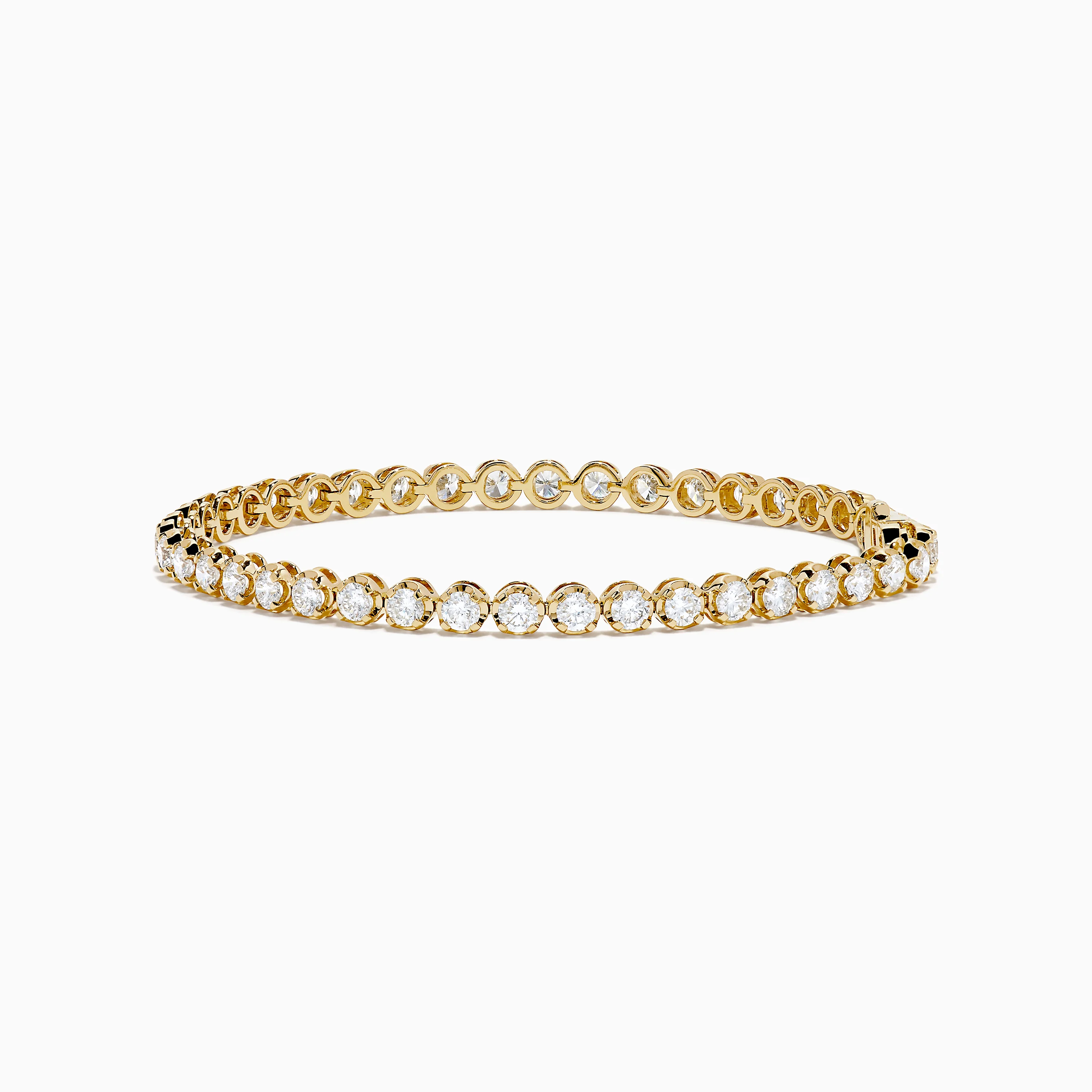 Lab Grown Round Diamond 5.00ct Cupcake Setting Tennis Bracelet in 14K Yellow Gold
