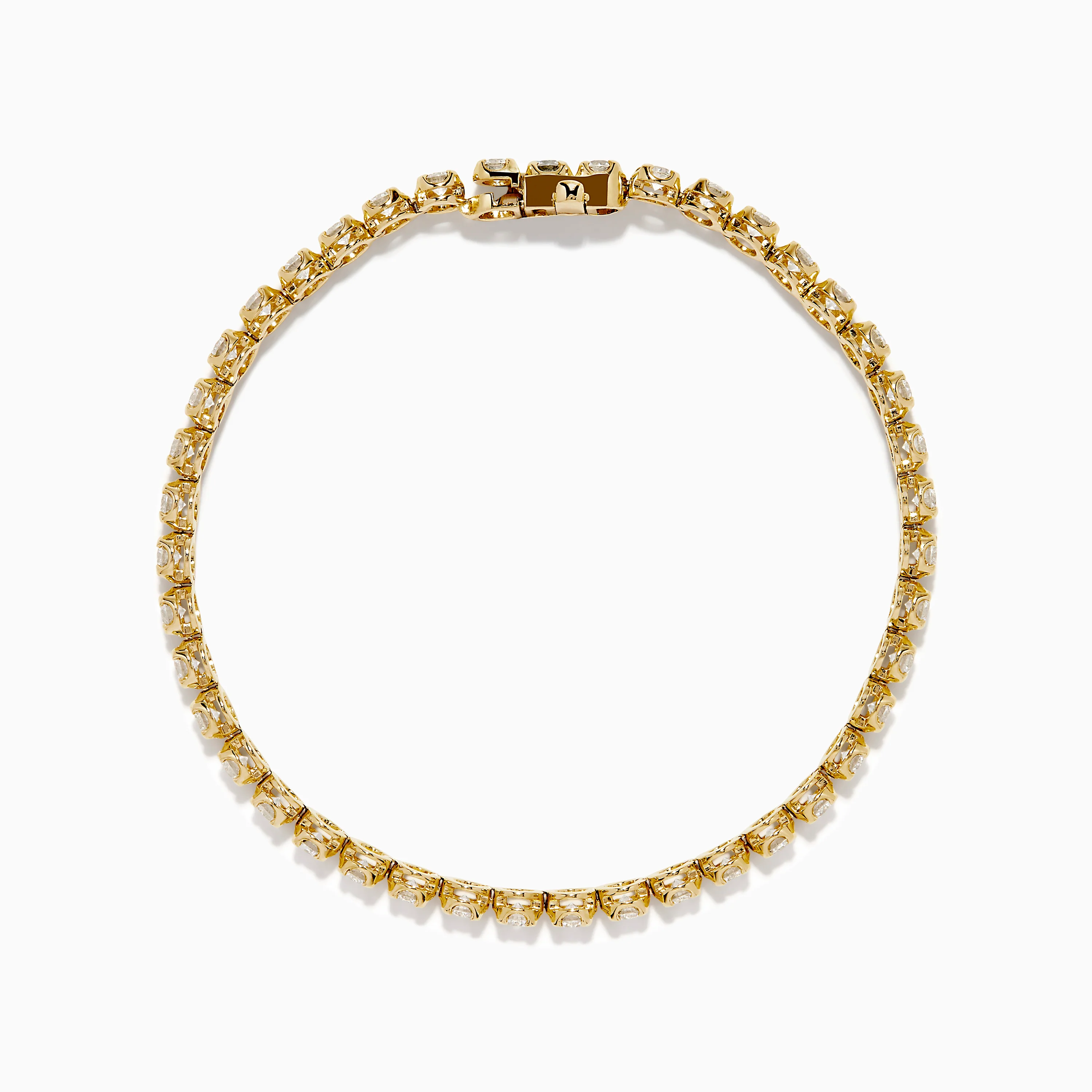 Lab Grown Round Diamond 5.00ct Cupcake Setting Tennis Bracelet in 14K Yellow Gold - Image 3
