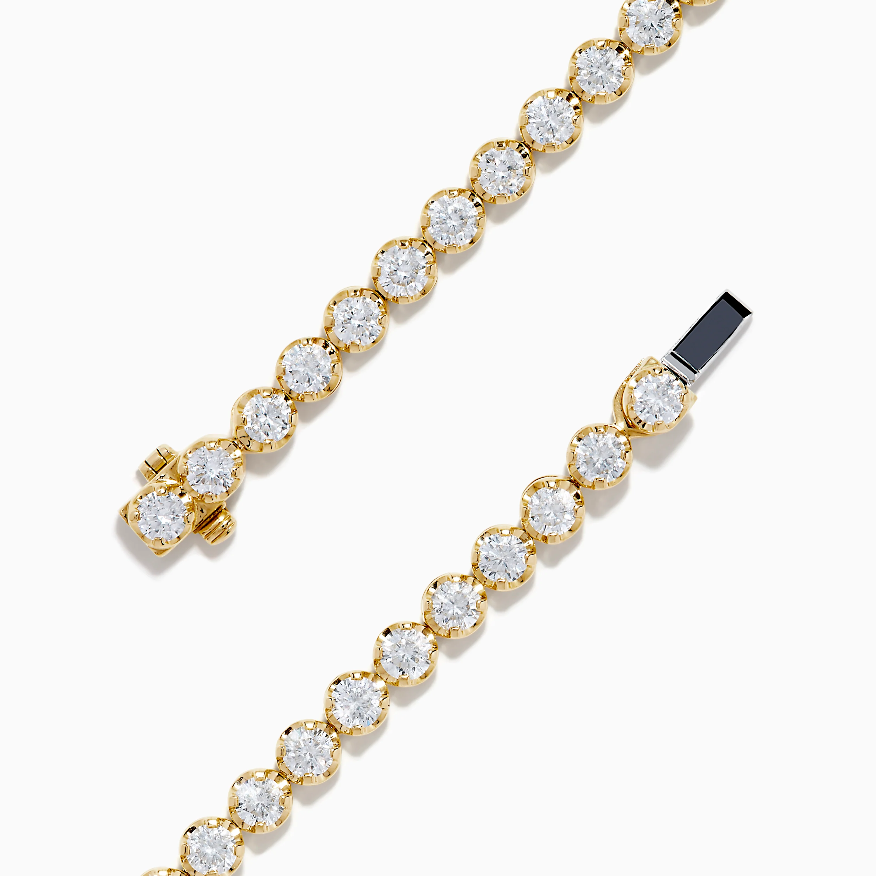 Lab Grown Round Diamond 5.00ct Cupcake Setting Tennis Bracelet in 14K Yellow Gold - Image 4