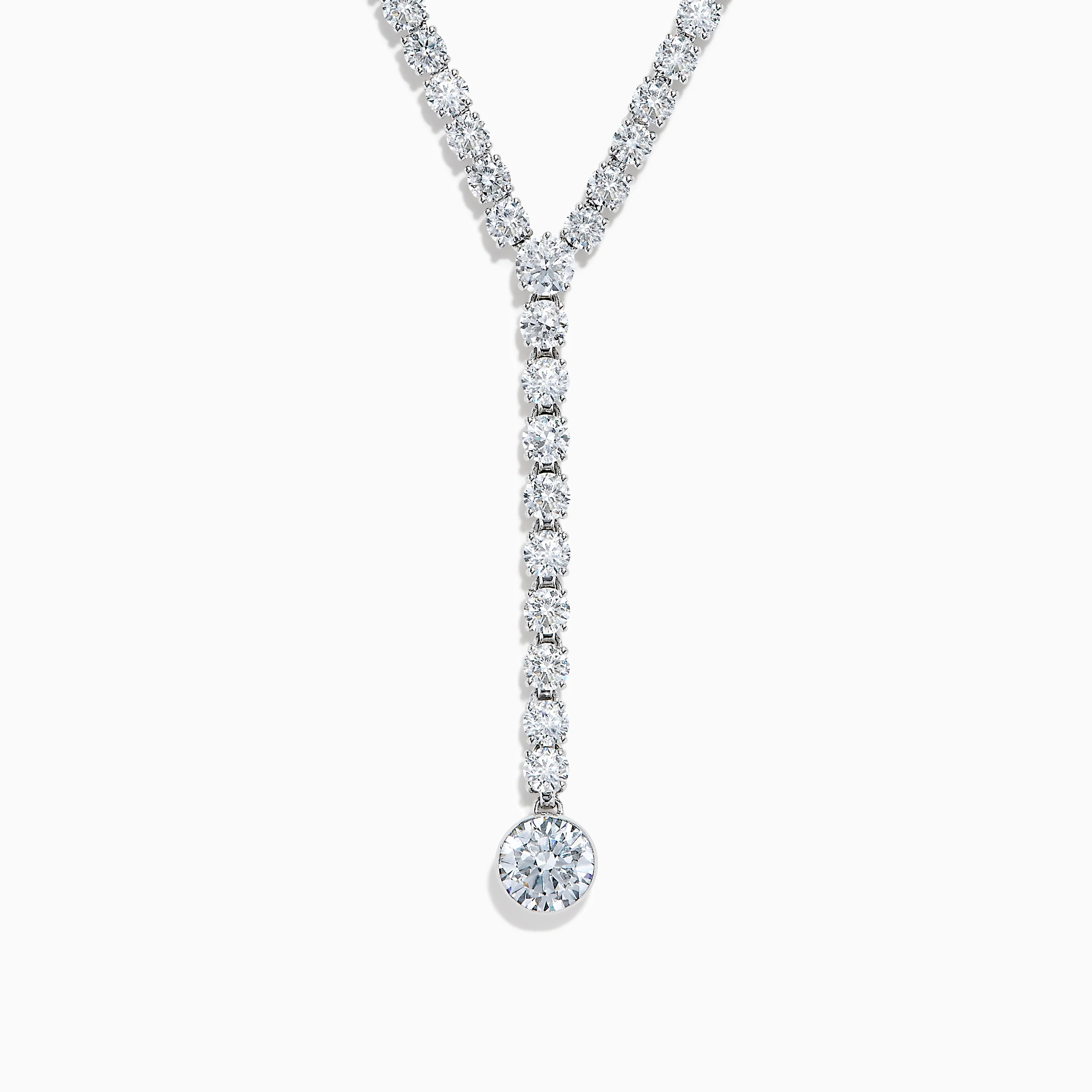 Lab Grown Round Diamond 8.97ct Lariat Necklace in 14K White Gold