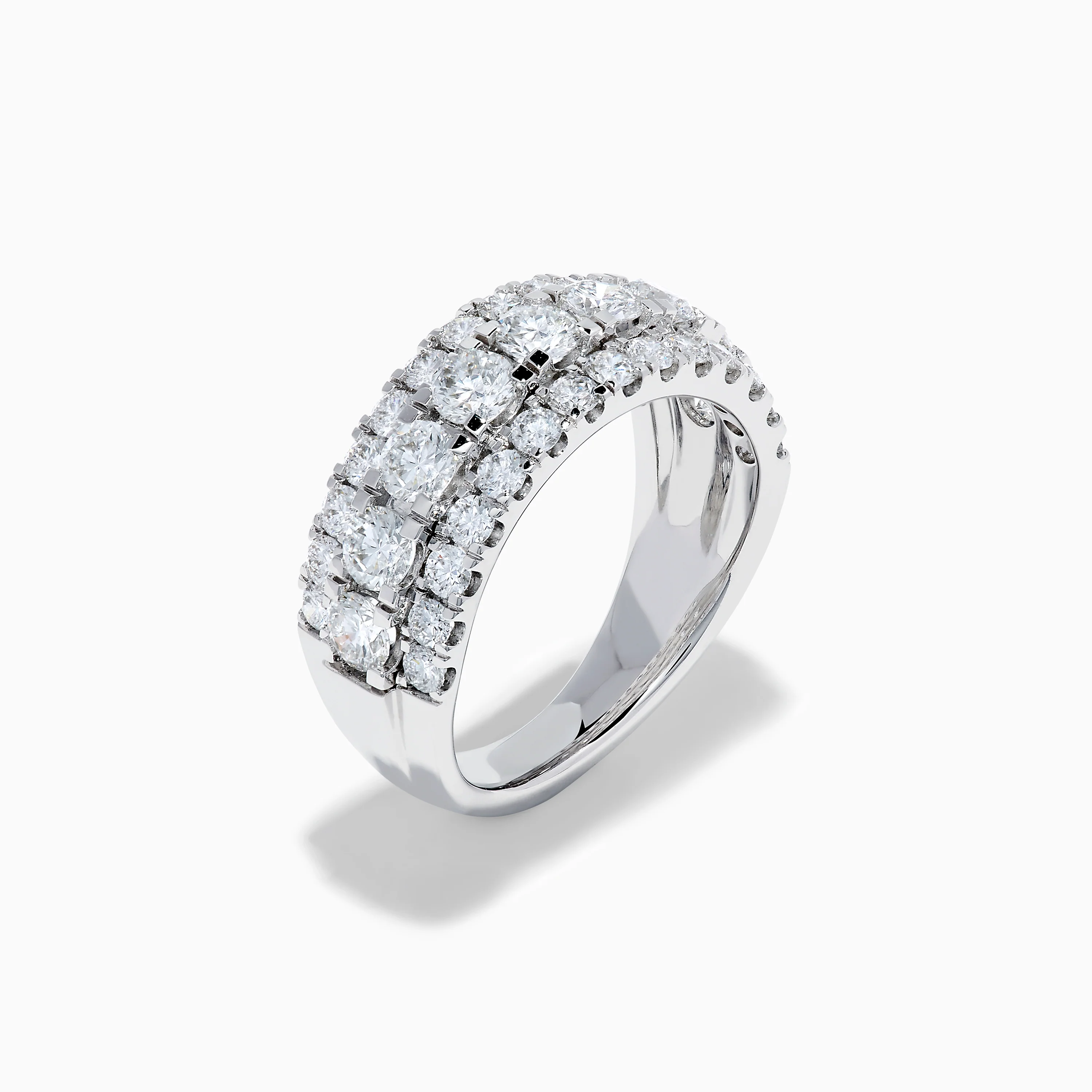 Lab Grown Round Diamond Wide Band in 14K White Gold - Image 4