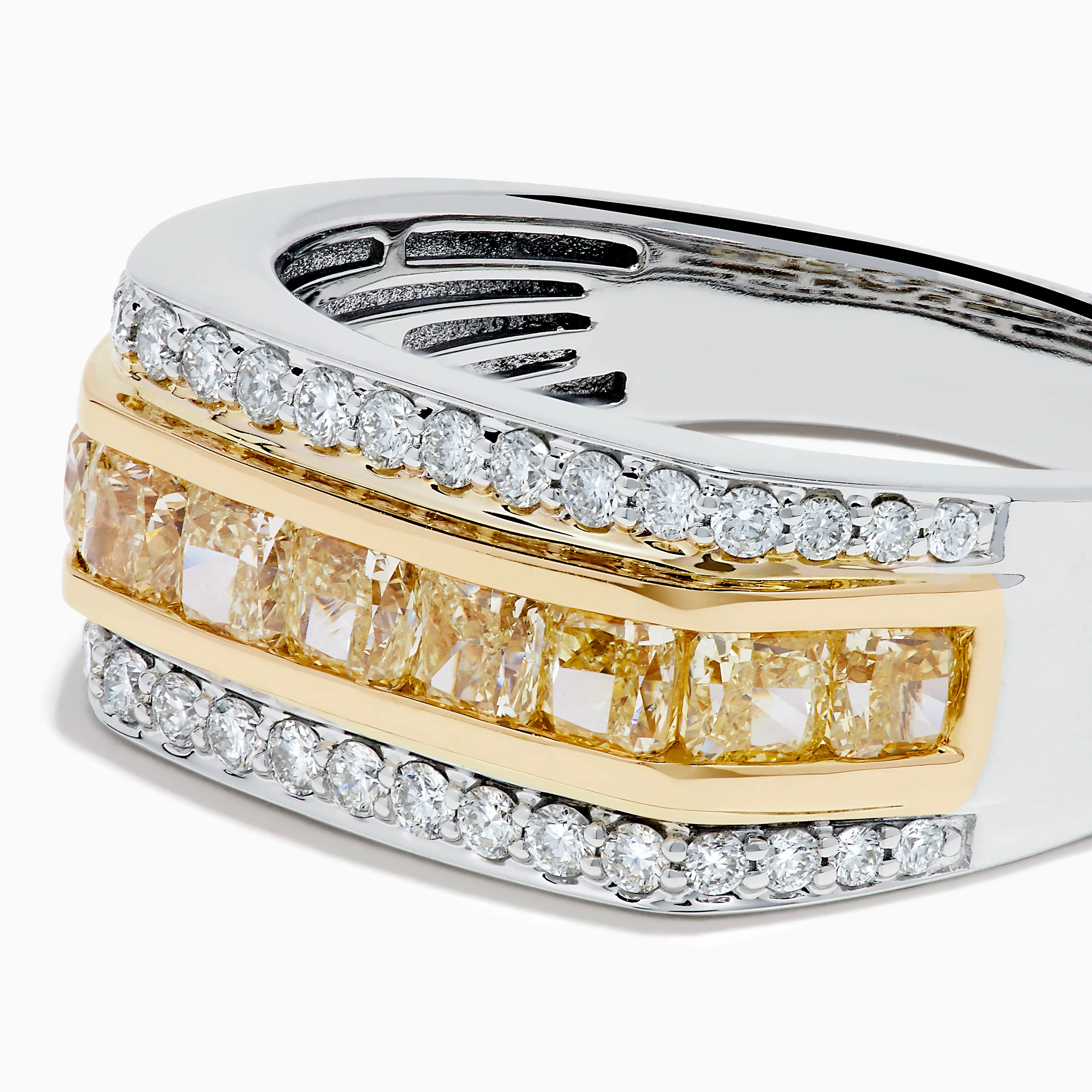 Men's 14K Two Tone Channel Set Yellow and White Diamond Ring - Image 2