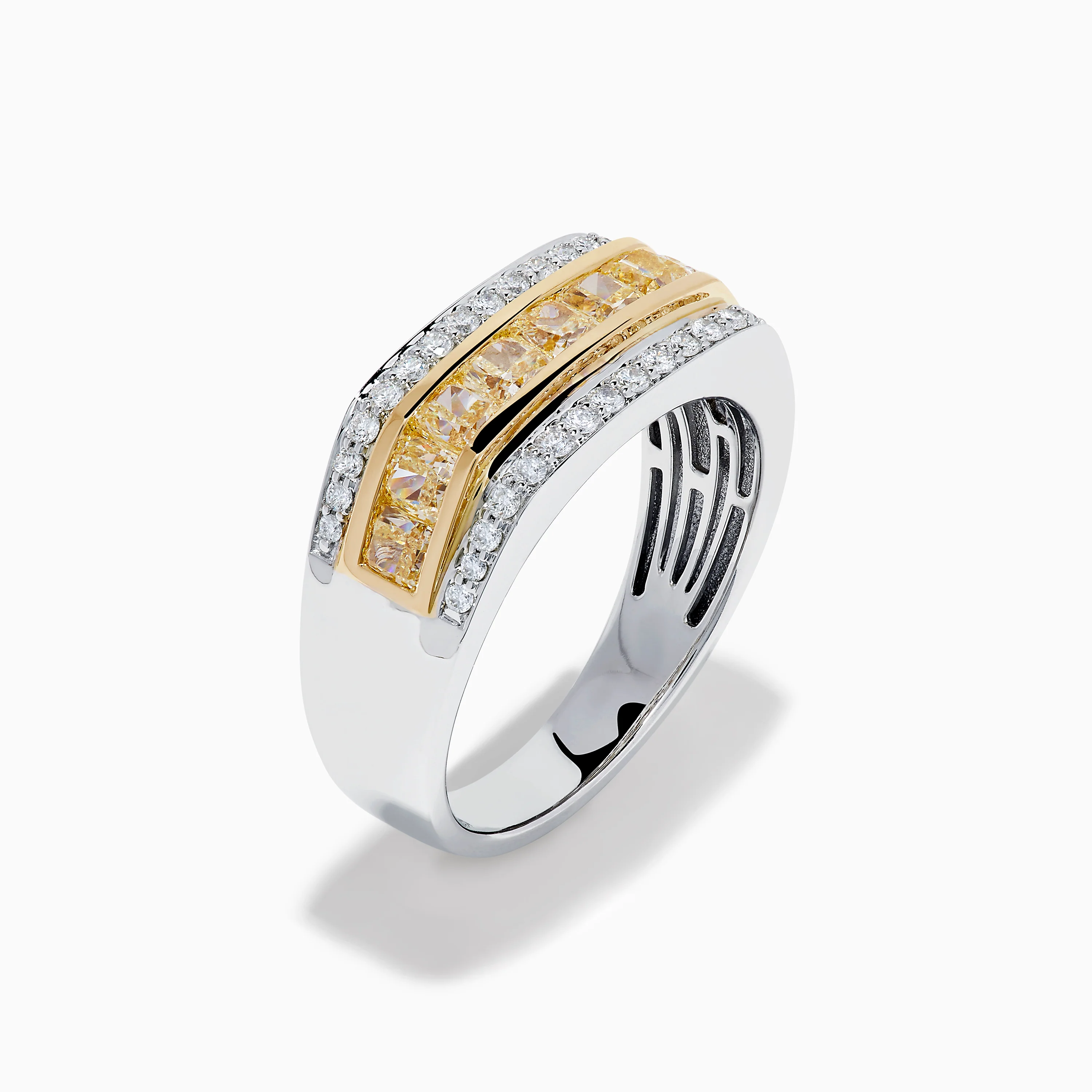 Men's 14K Two Tone Channel Set Yellow and White Diamond Ring - Image 4