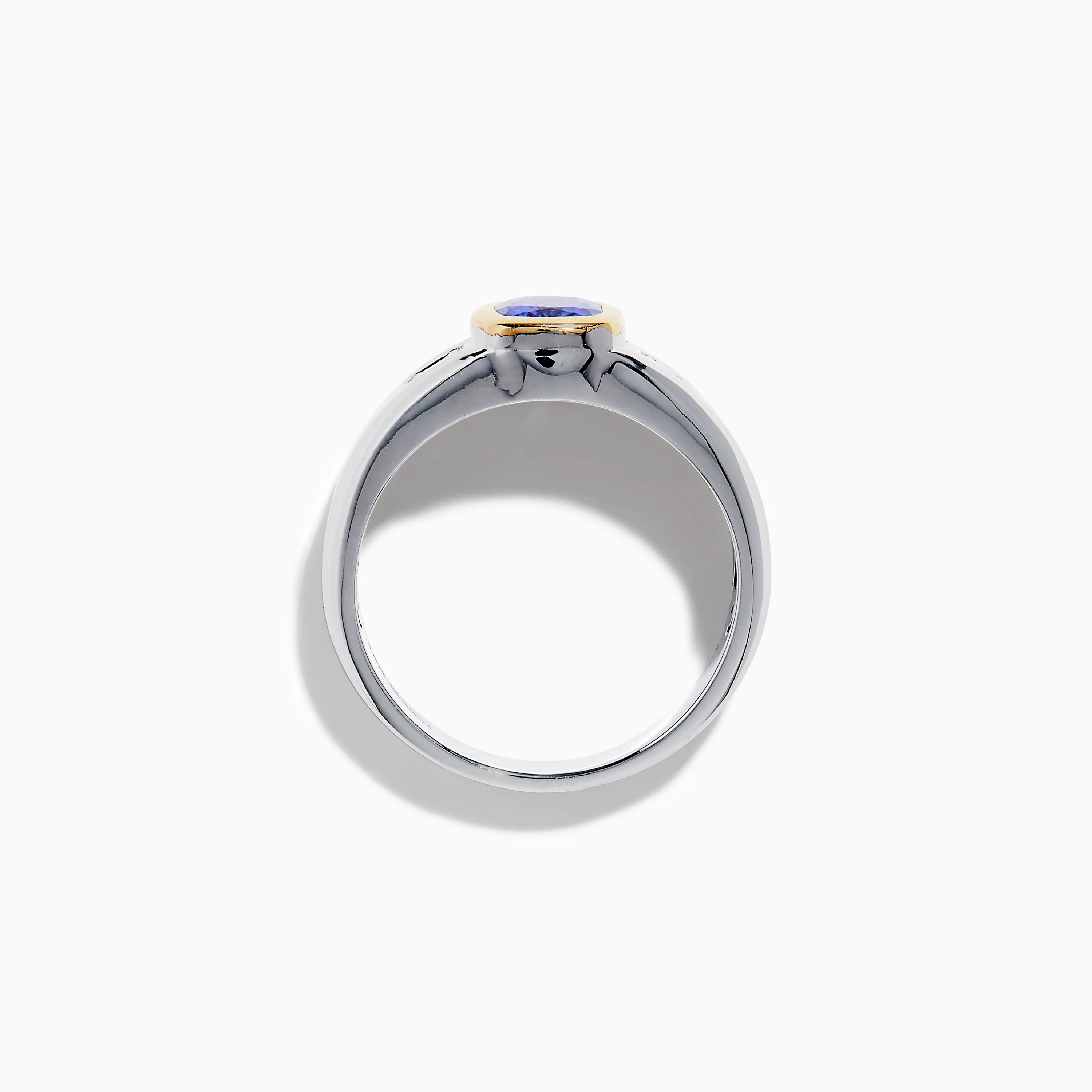 Men's 14K Two Tone Gold Cushion Cut Tanzanite and Diamond Ring - Image 3