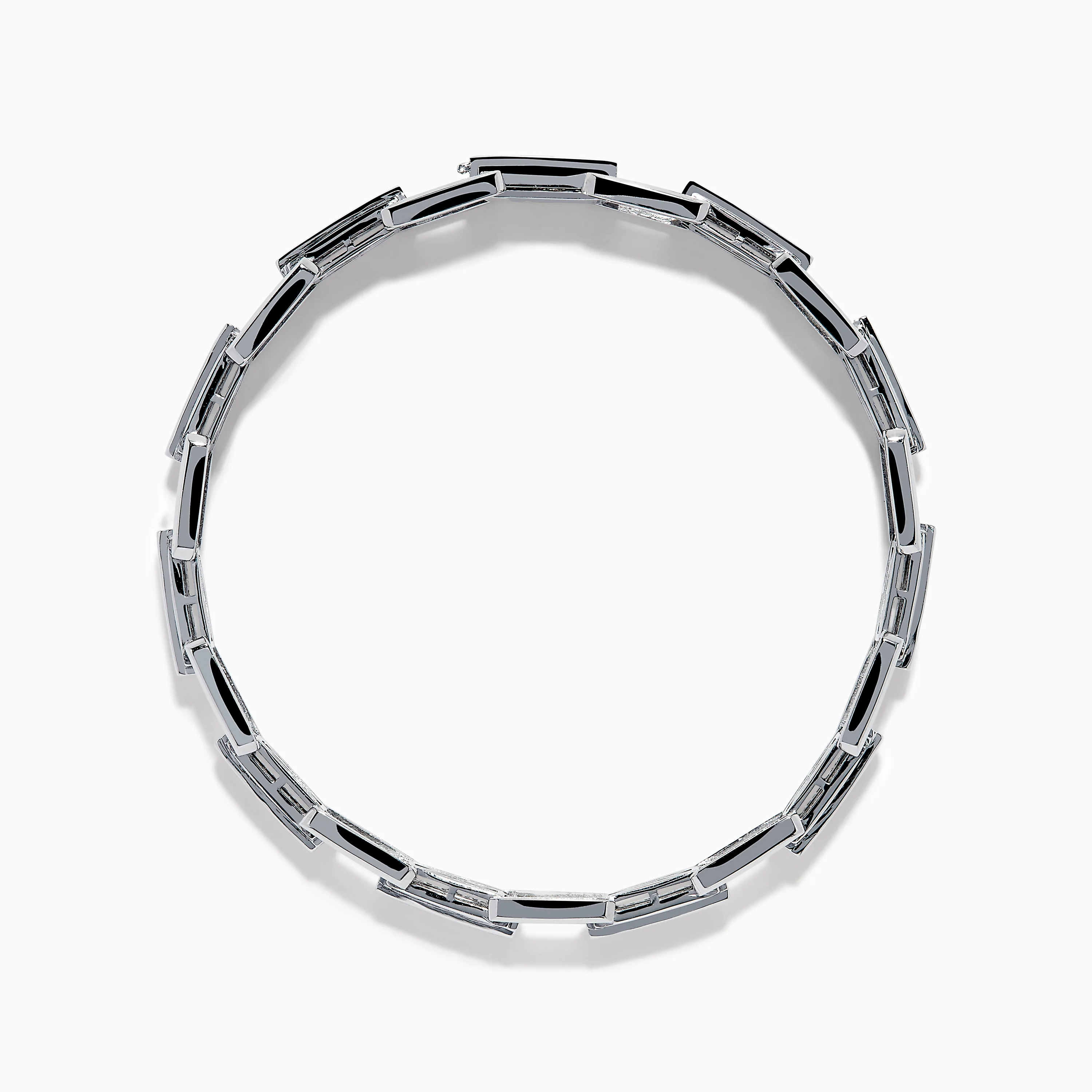 Men's 14K White Gold Blue and White Diamond Link Bracelet - Image 3