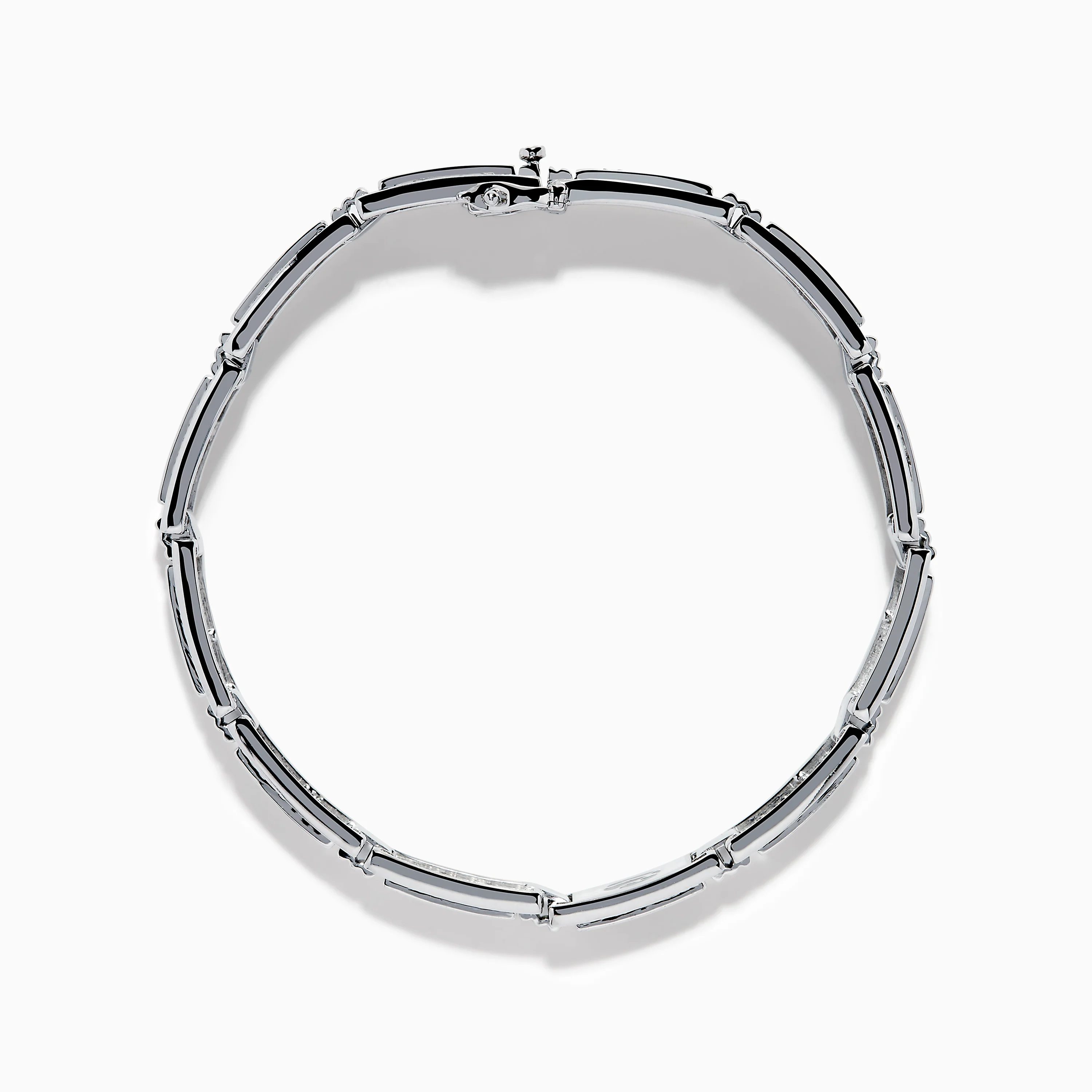Men's 14K White Gold Whie and Black Diamond Link Bracelet - Image 3