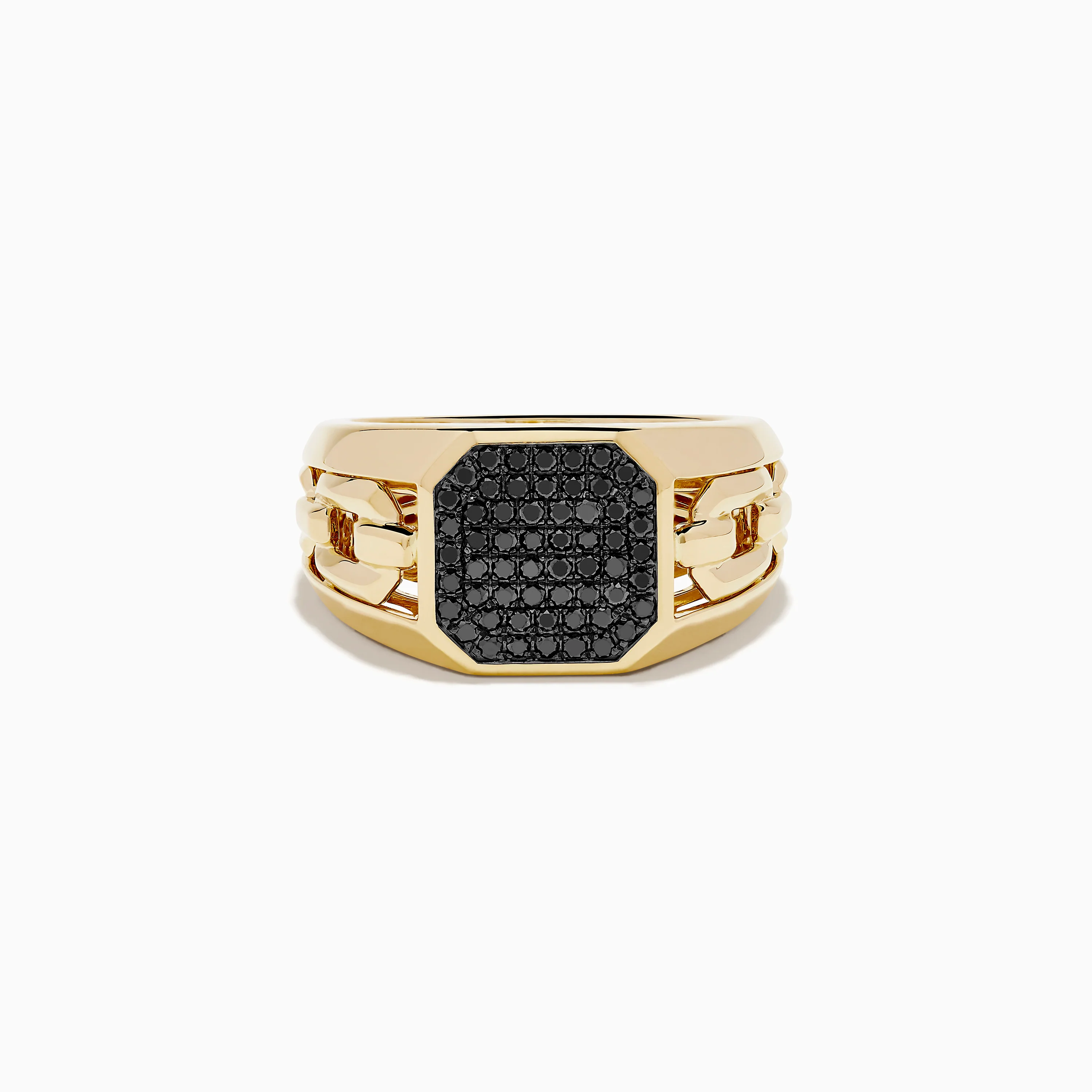 Men's 14K Yellow Gold Black Diamond Signet Ring