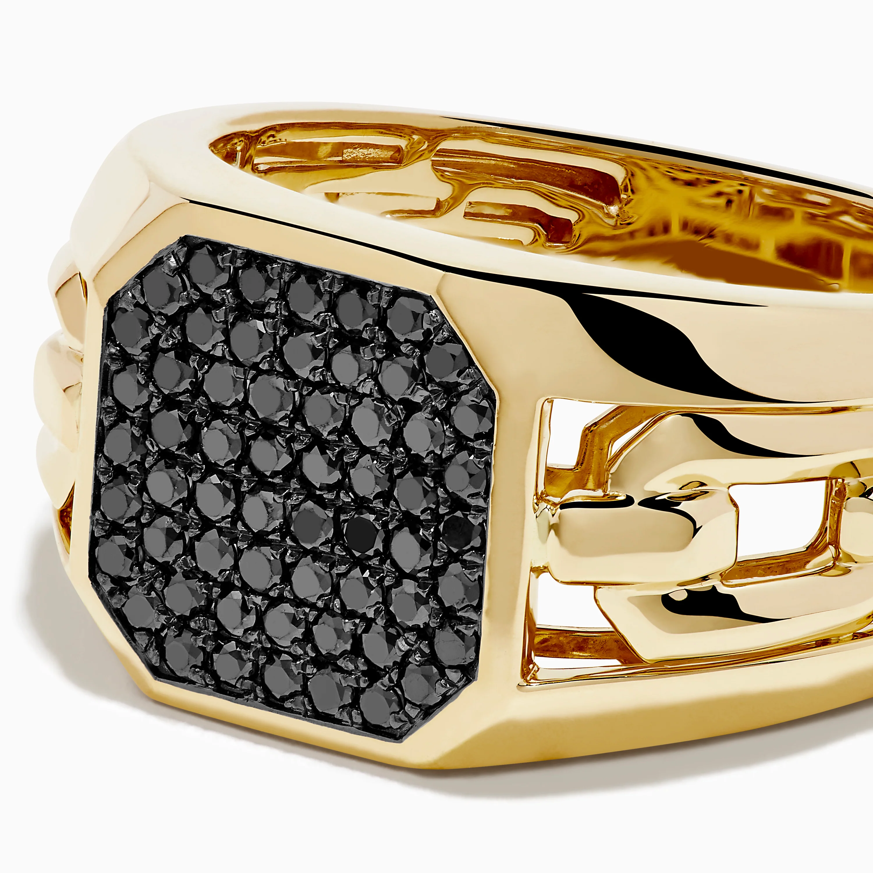 Men's 14K Yellow Gold Black Diamond Signet Ring - Image 2