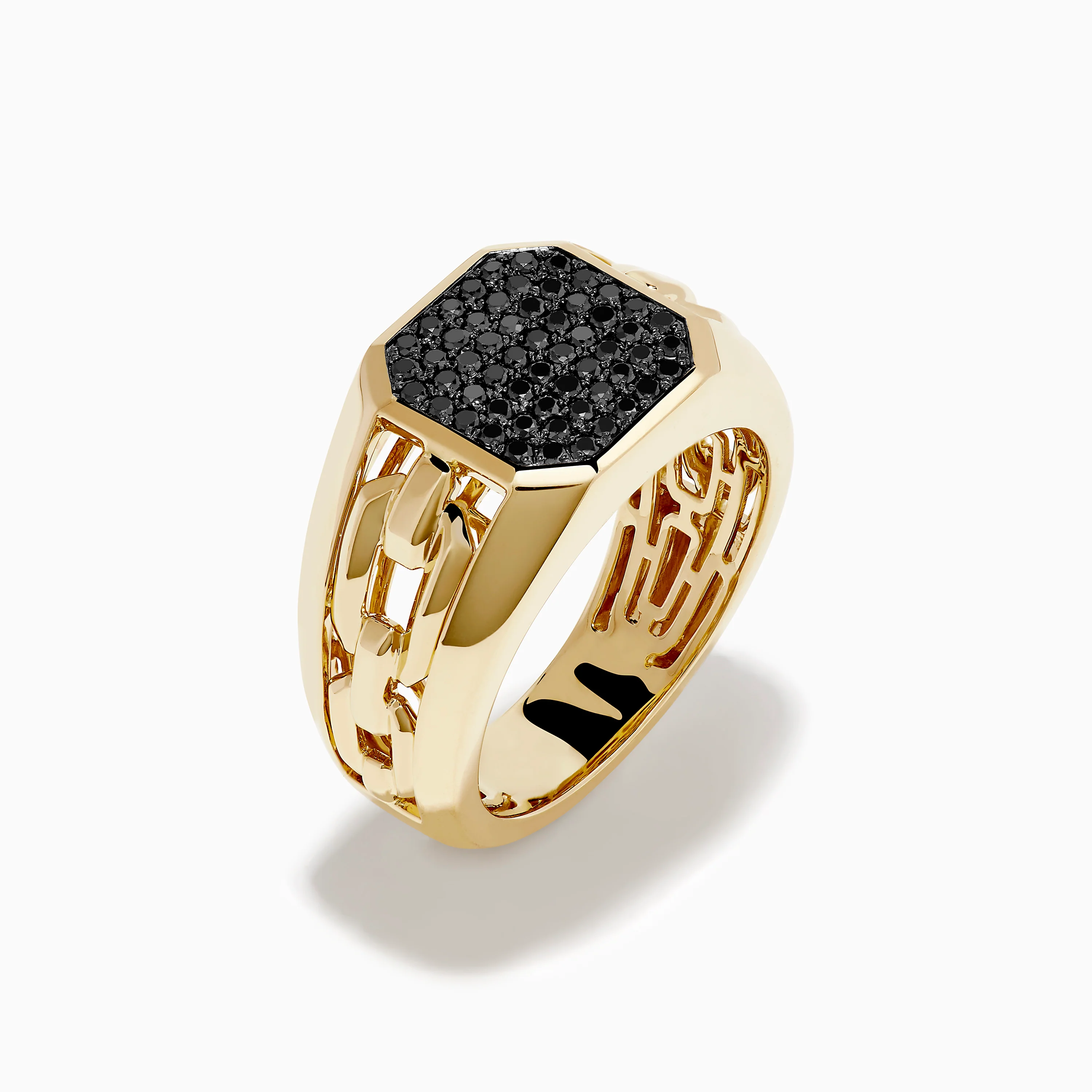 Men's 14K Yellow Gold Black Diamond Signet Ring - Image 4