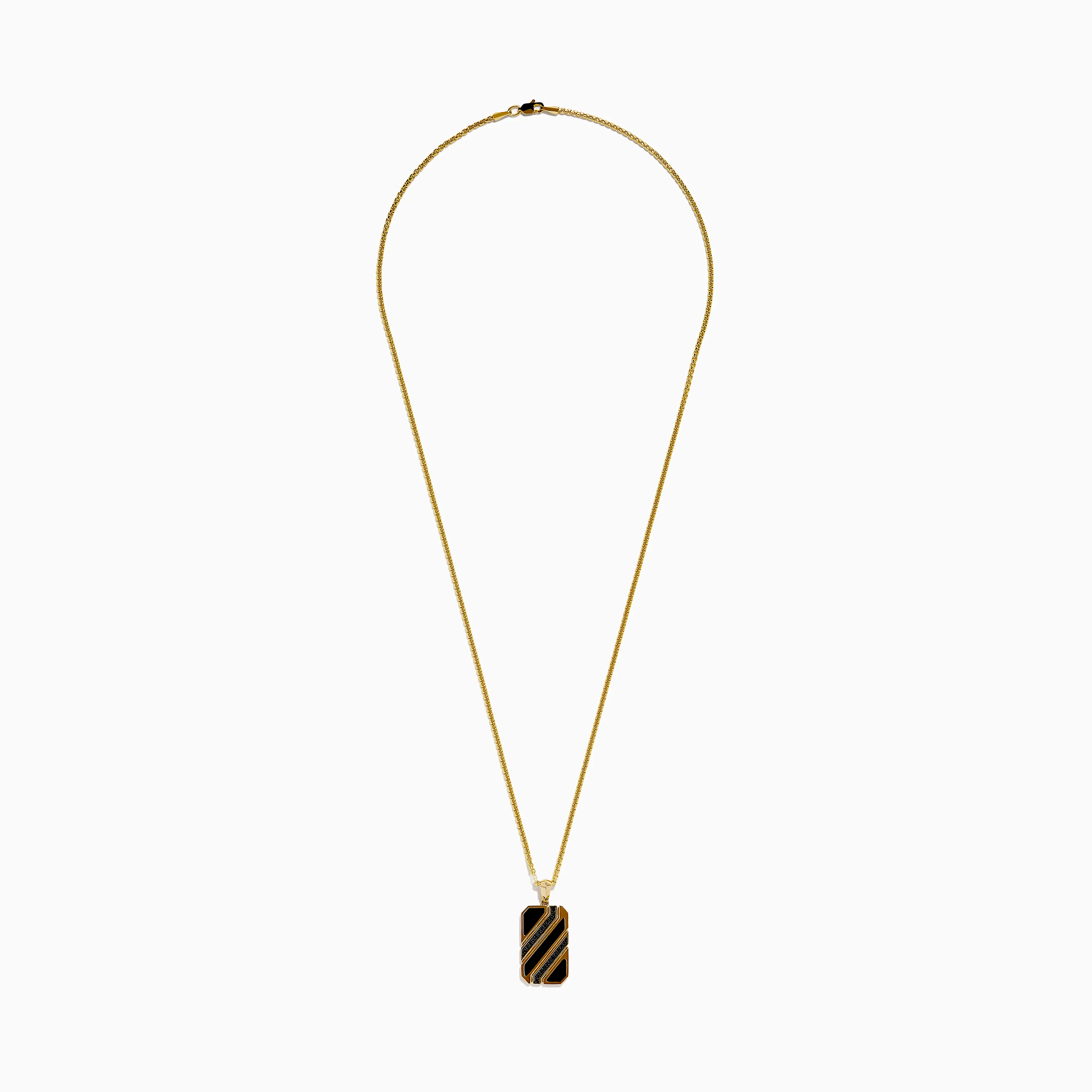 Men's 14K Yellow Gold Black Onyx and Black Diamond Dog Tag Pendant - Image 3
