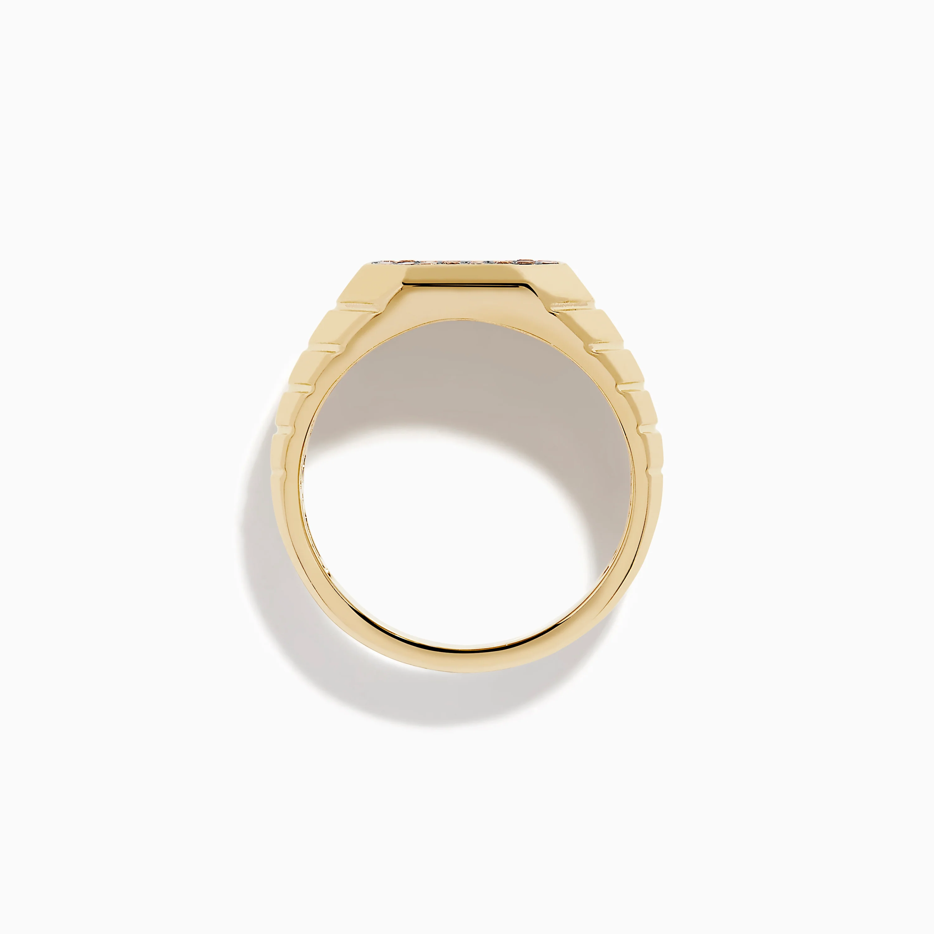 Men's 14K Yellow Gold Brown Diamond Octagon Signet Ring - Image 3