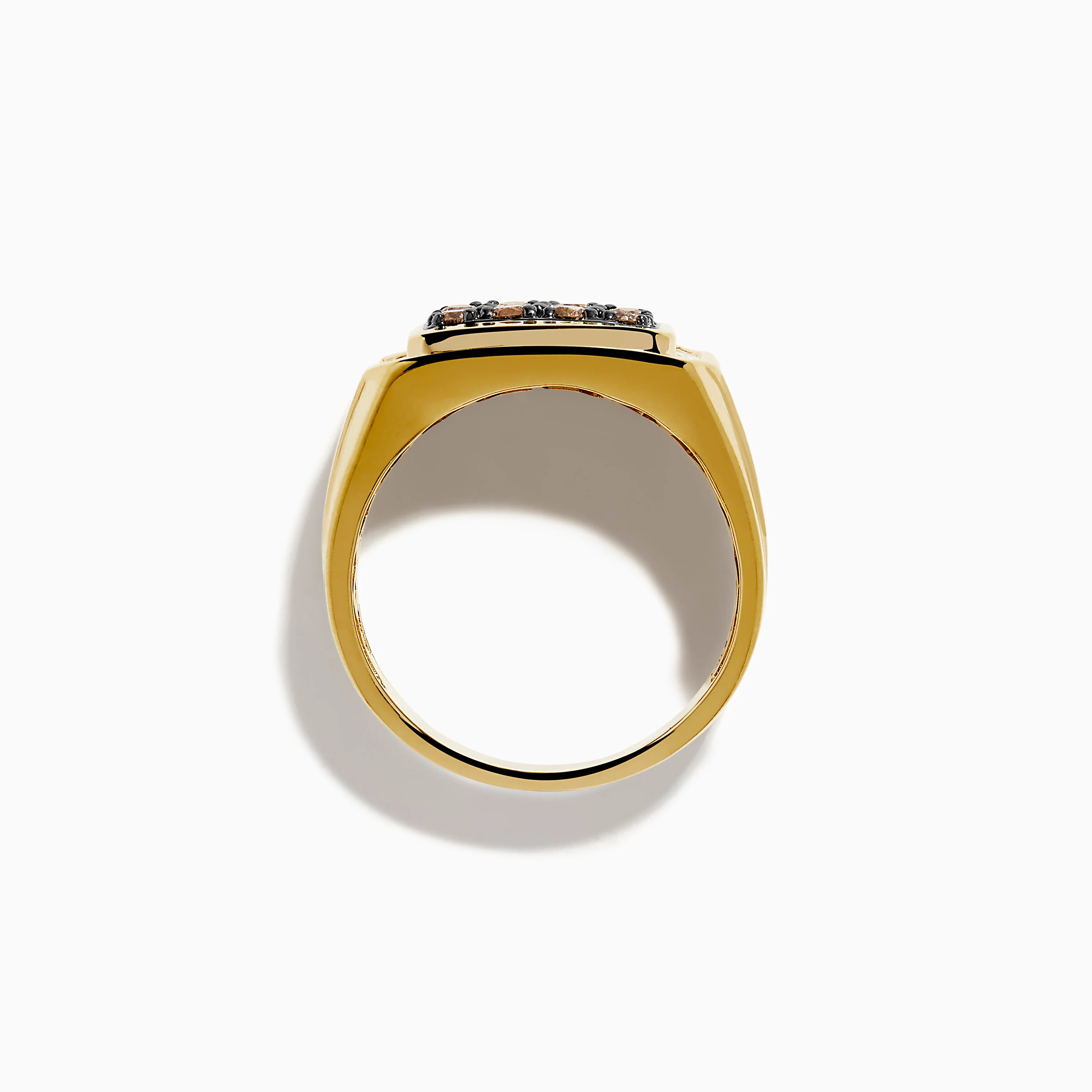 Men's 14K Yellow Gold Brown Diamond Signet Ring with White Diamond Halo - Image 3