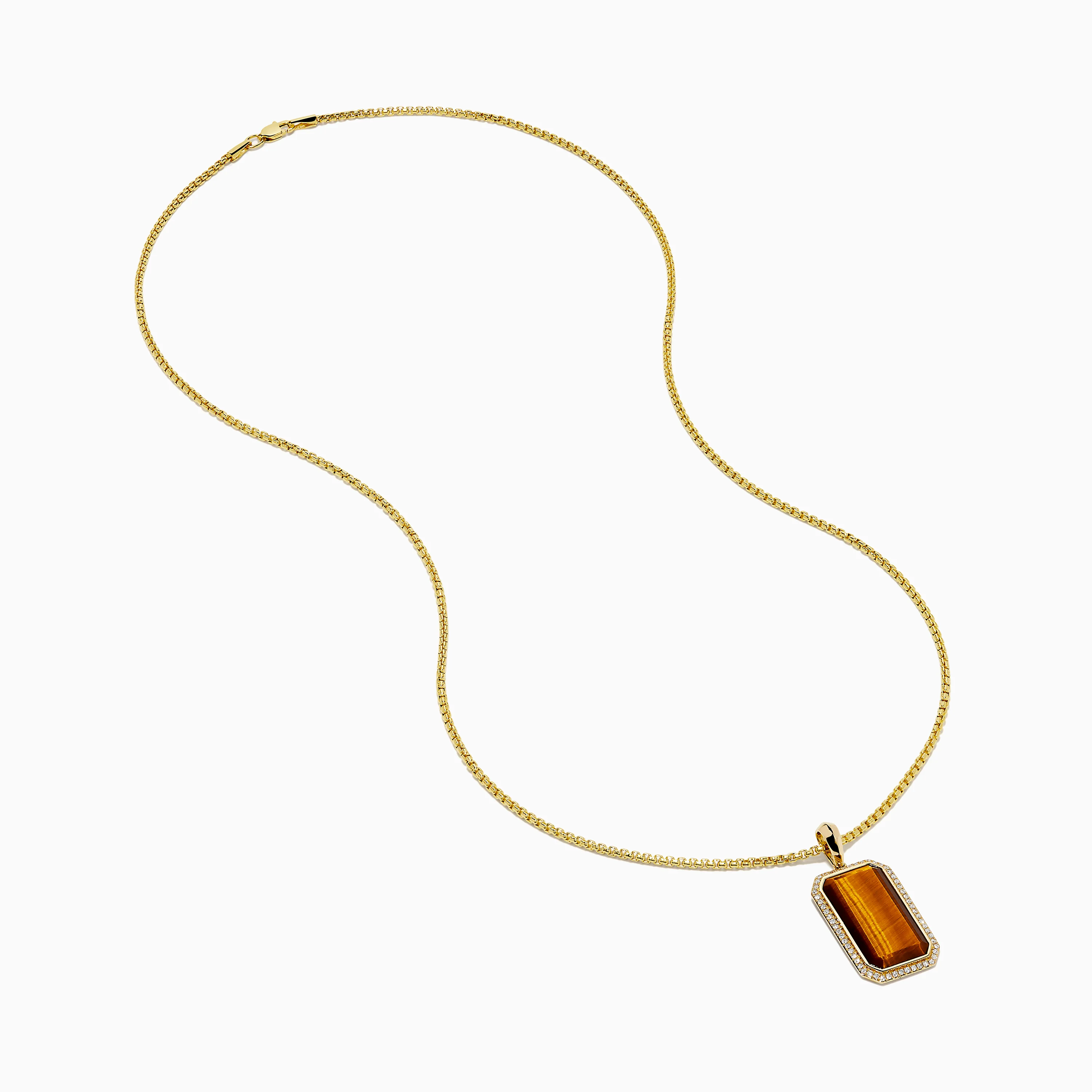 Men's 14K Yellow Gold Diamond and Tiger Eye Dog Tag Pendant - Image 2