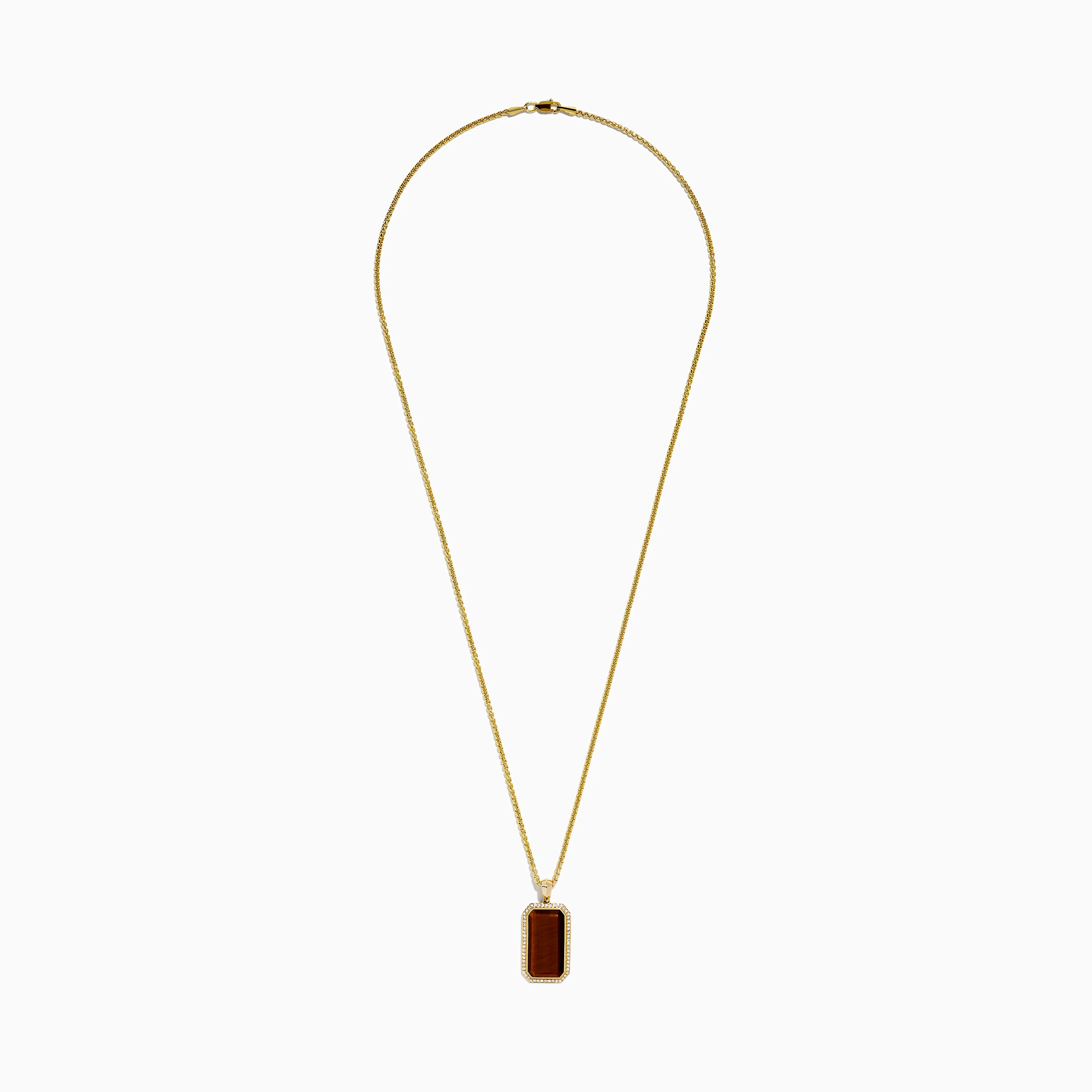 Men's 14K Yellow Gold Diamond and Tiger Eye Dog Tag Pendant - Image 3