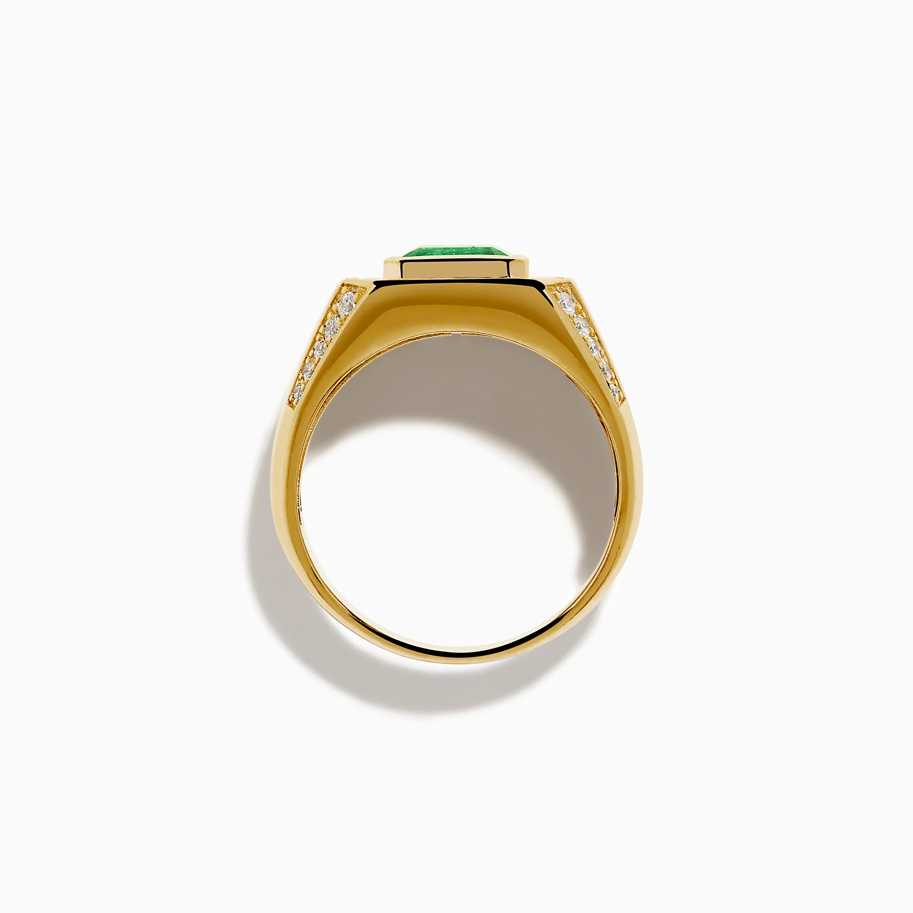 Men's 14K Yellow Gold Emerald Signet Ring with Diamond Halo - Image 3