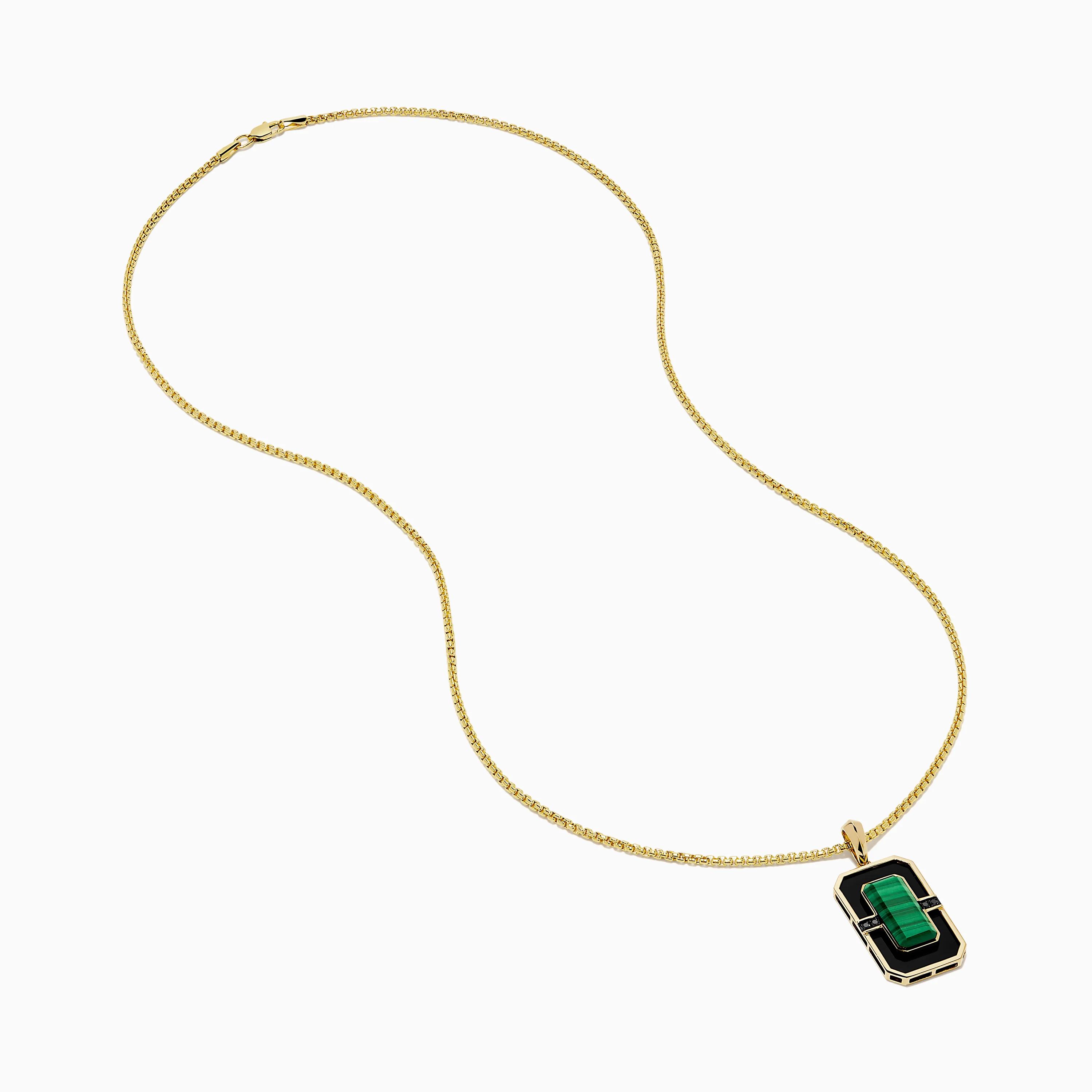 Men's 14K Yellow Gold Malachite and Black Onyx Dog Tag Pendant - Image 2