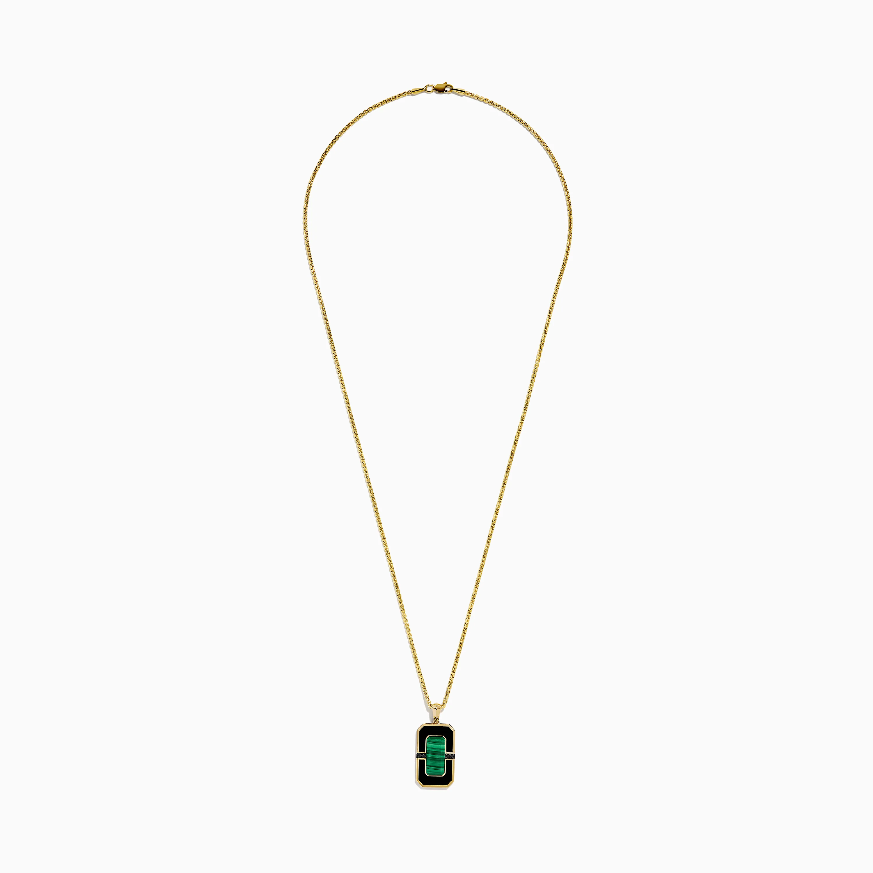 Men's 14K Yellow Gold Malachite and Black Onyx Dog Tag Pendant - Image 3