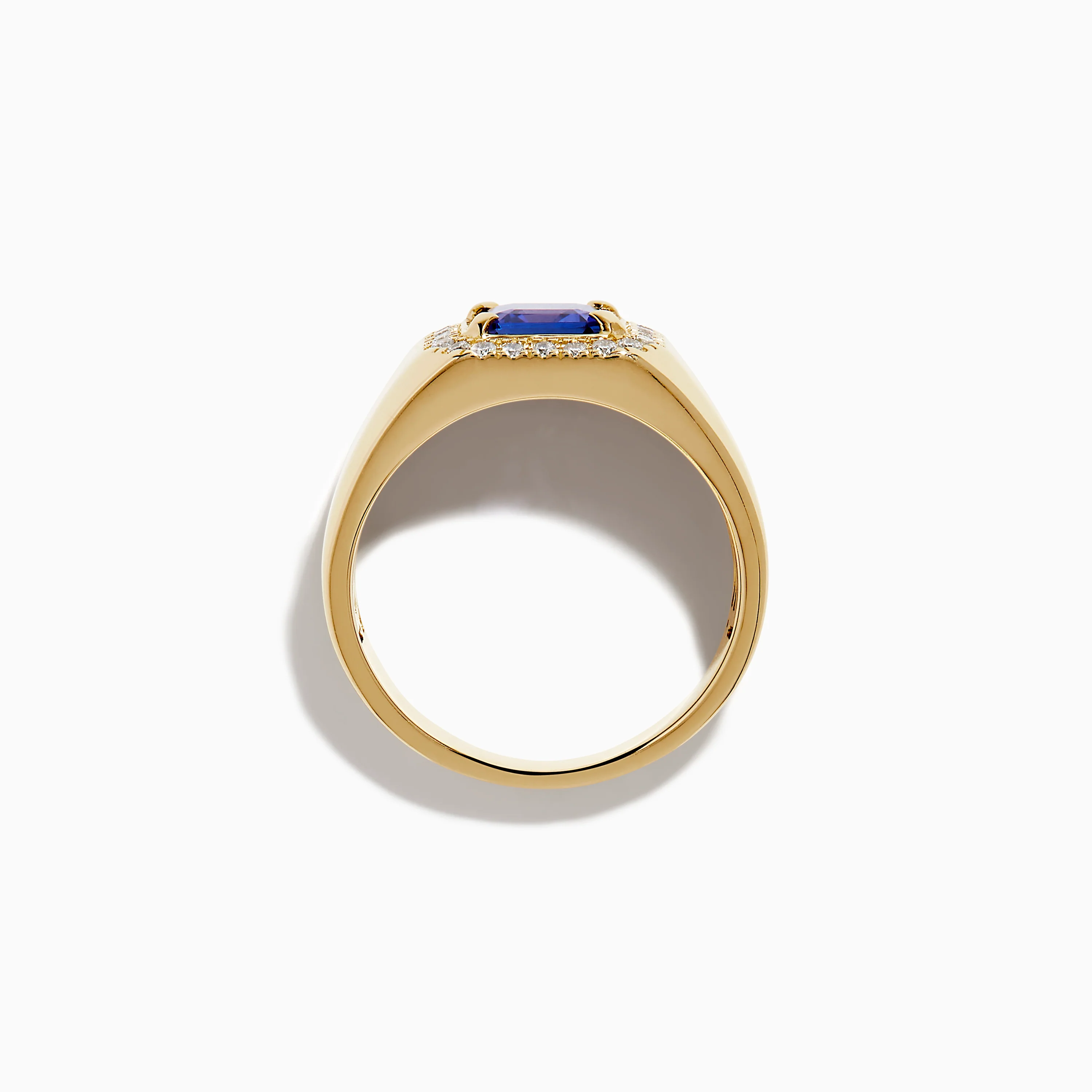 Men's 14K Yellow Gold Step Cut Tanzanite and Diamond Halo Signet Ring - Image 3