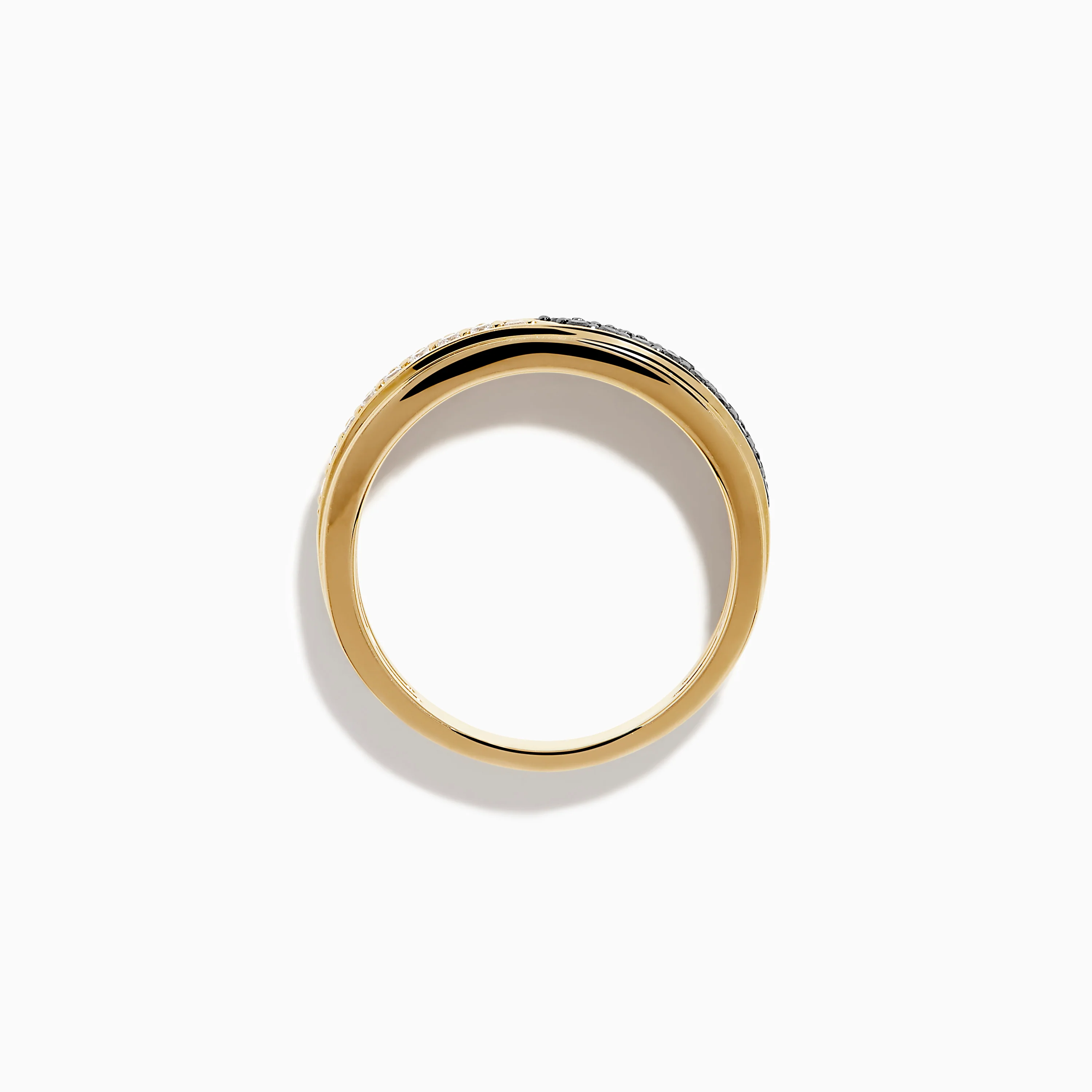 Men's 14K Yellow Gold White and Black Diamond Ring - Image 3