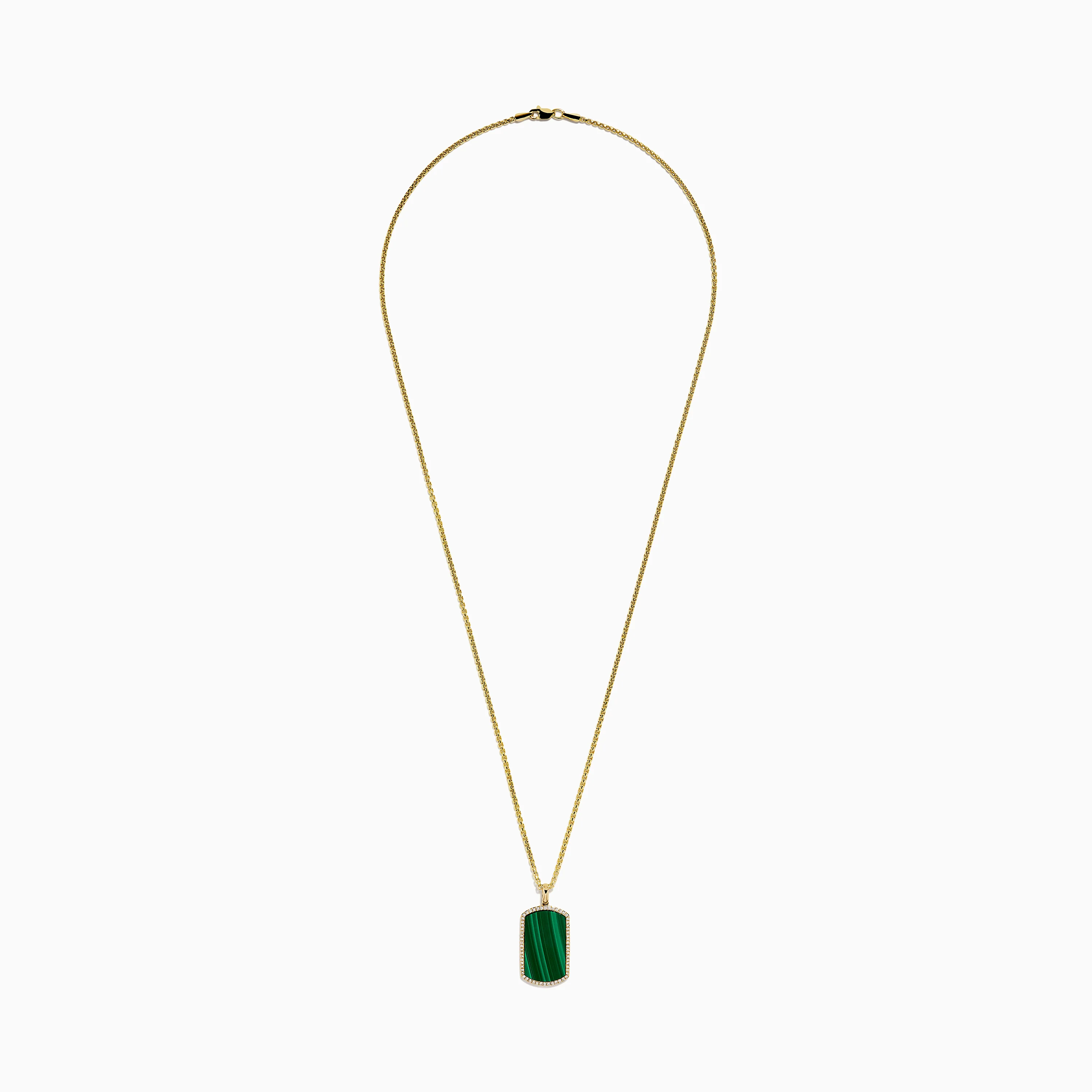 Men's 14K Yellow Malachite and Diamond Dog Tag Pendant - Image 3
