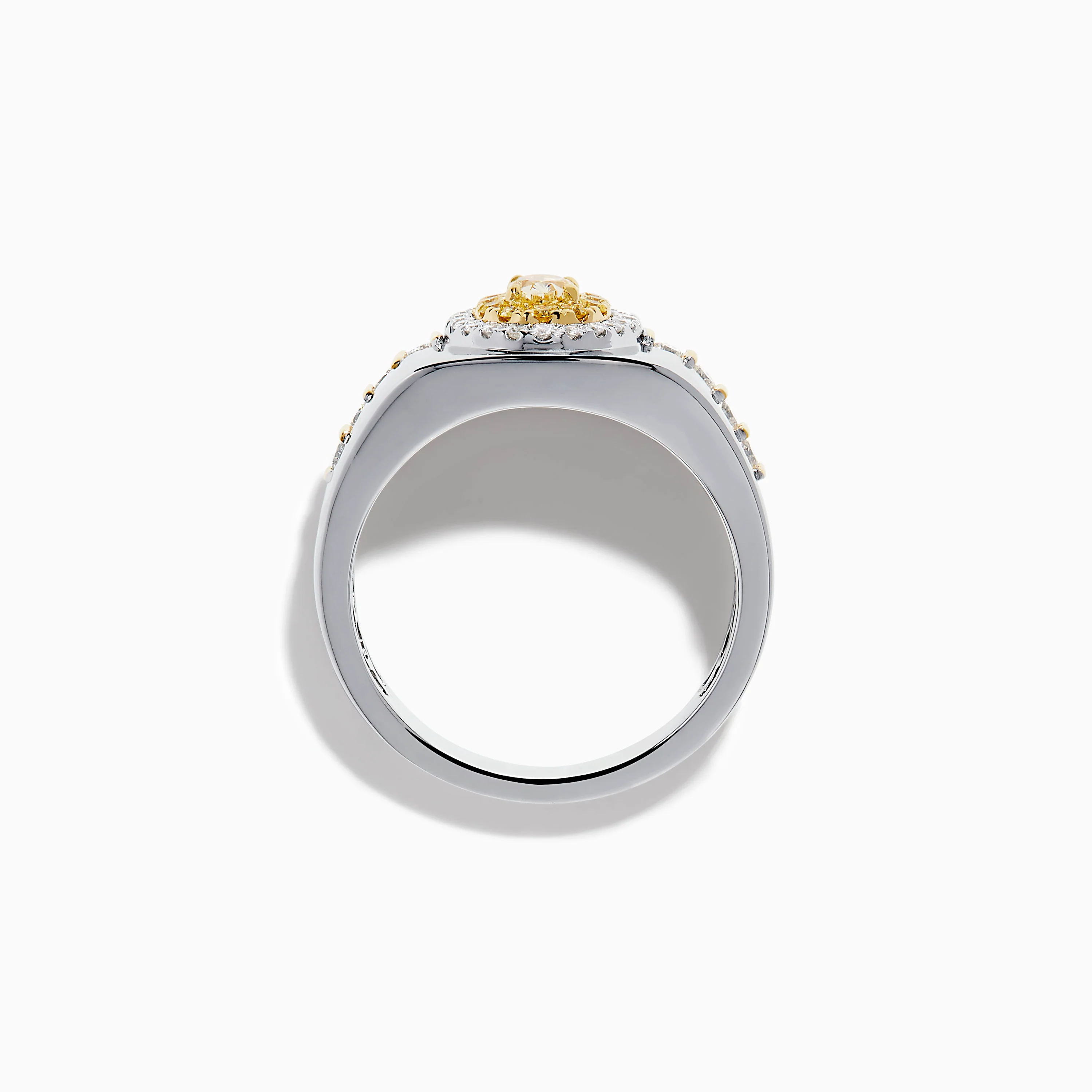 Men's 18K Two Tone Gold Yellow and White Diamond Signet Ring - Image 3