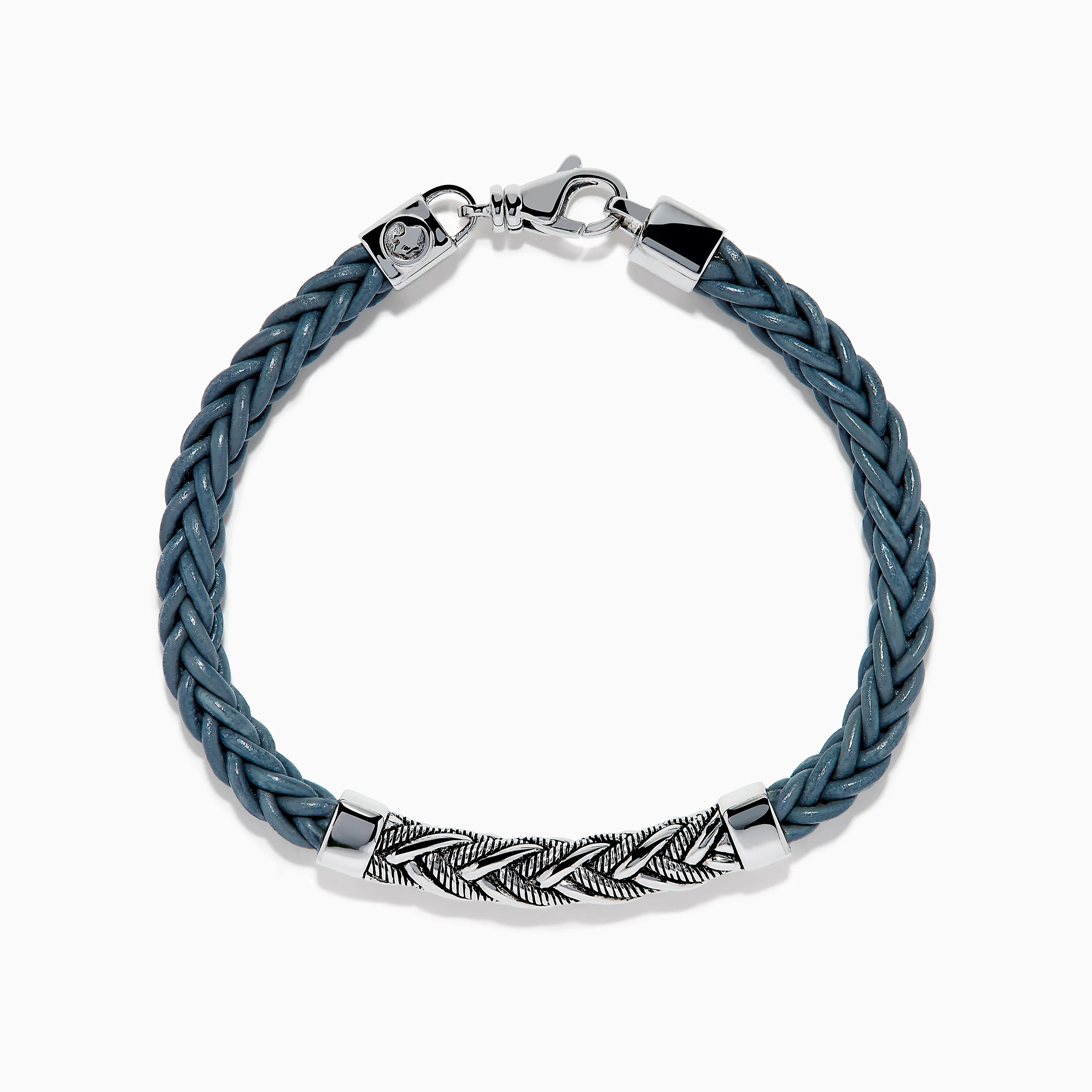 Men's 925 Sterling Silver and Leather Braided Bracelet - Image 3