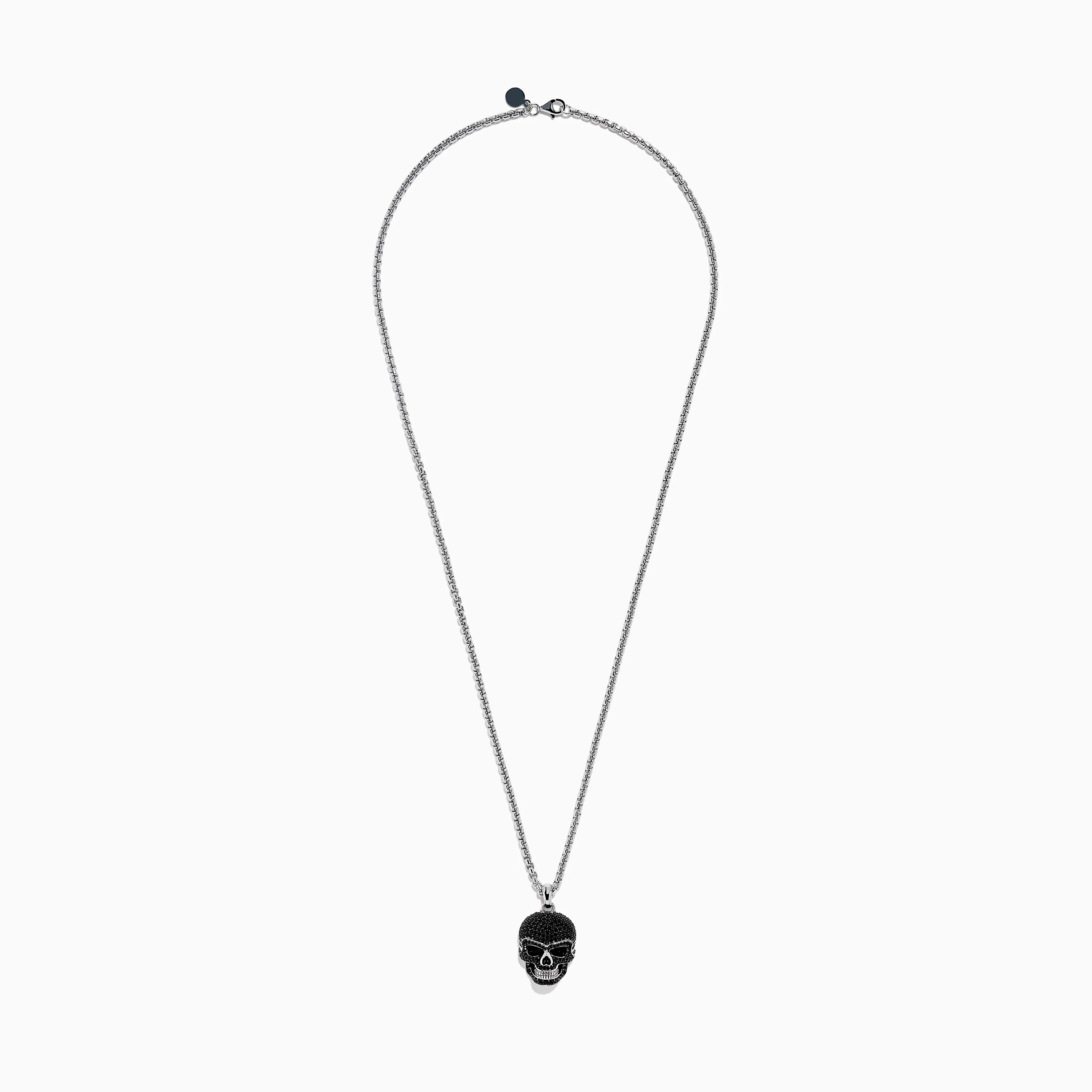 Men's 925 Sterling Silver Black Spinel Skull Pendant - Image 3