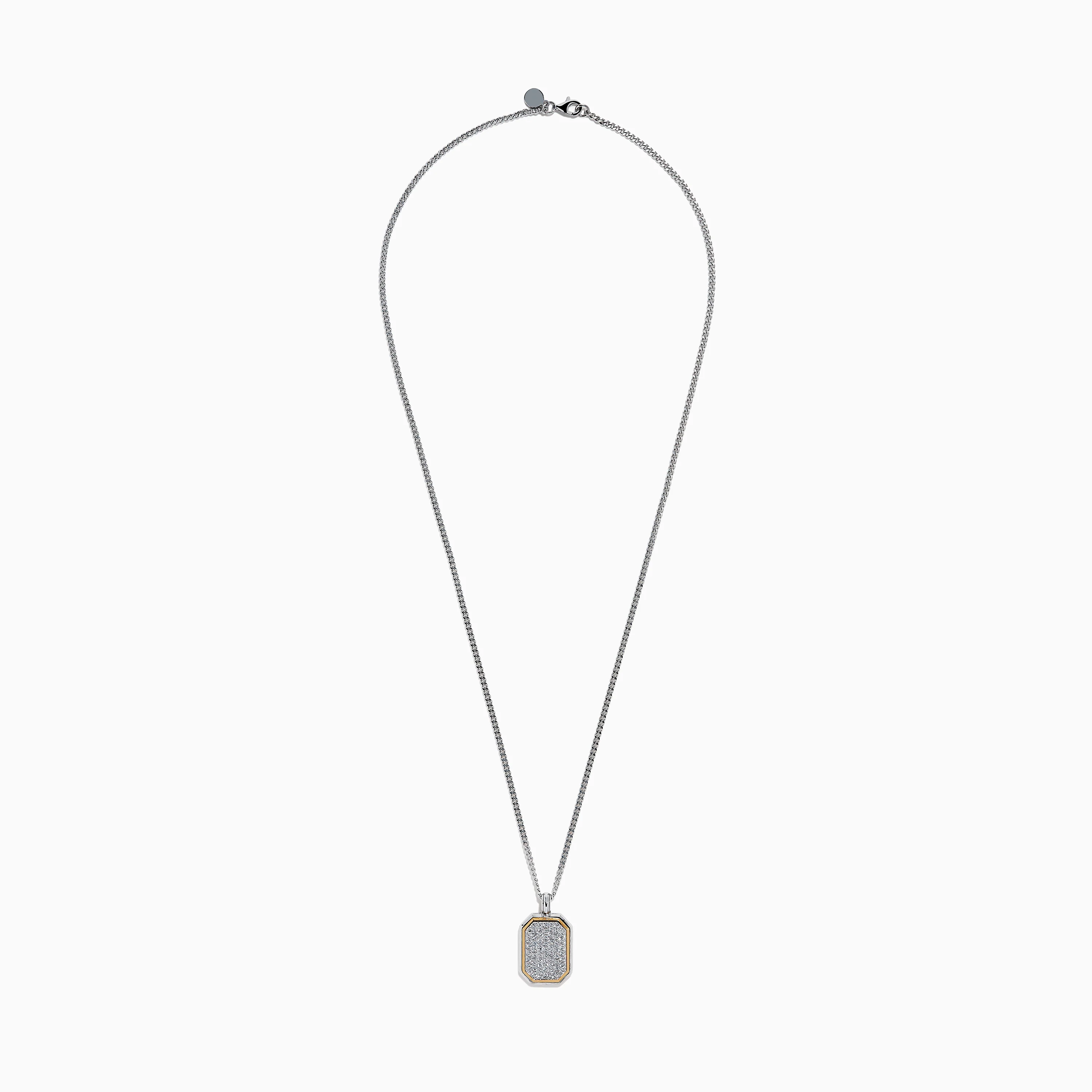 Men's 925 Sterling Silver& Rose Gold Plated White Topaz Dog Tag Pendant - Image 3