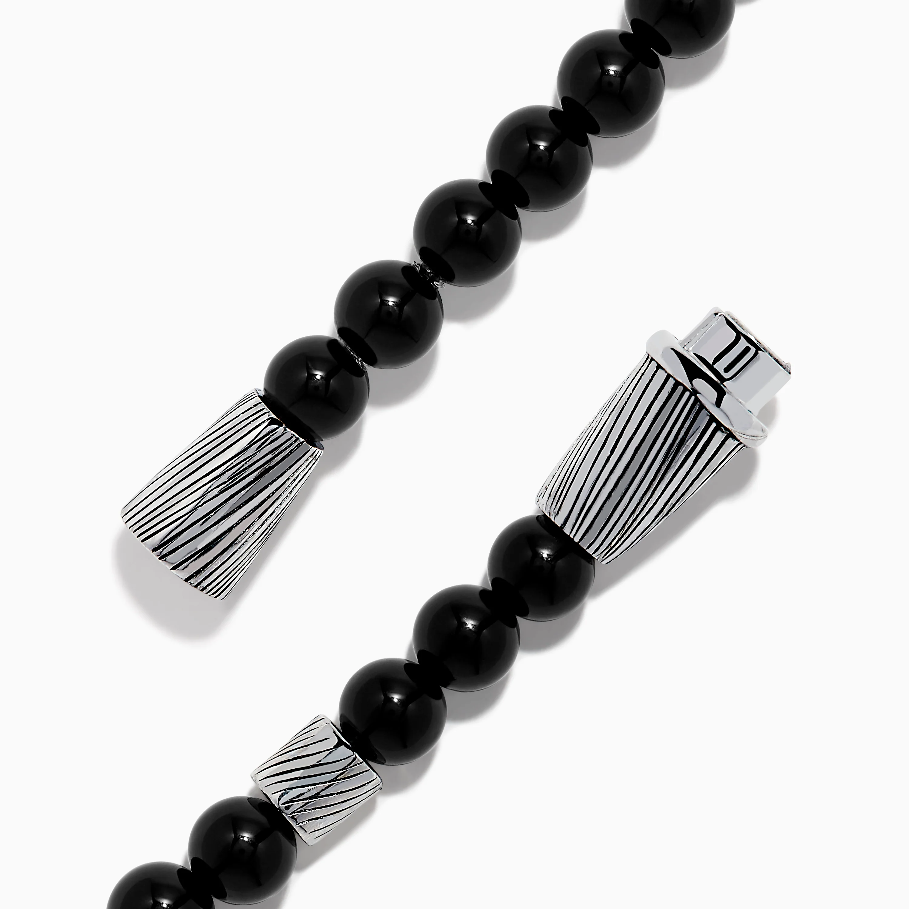 Men's 925 Sterling Silver Tiger's Eye and Onyx Beaded Bracelet - Image 4