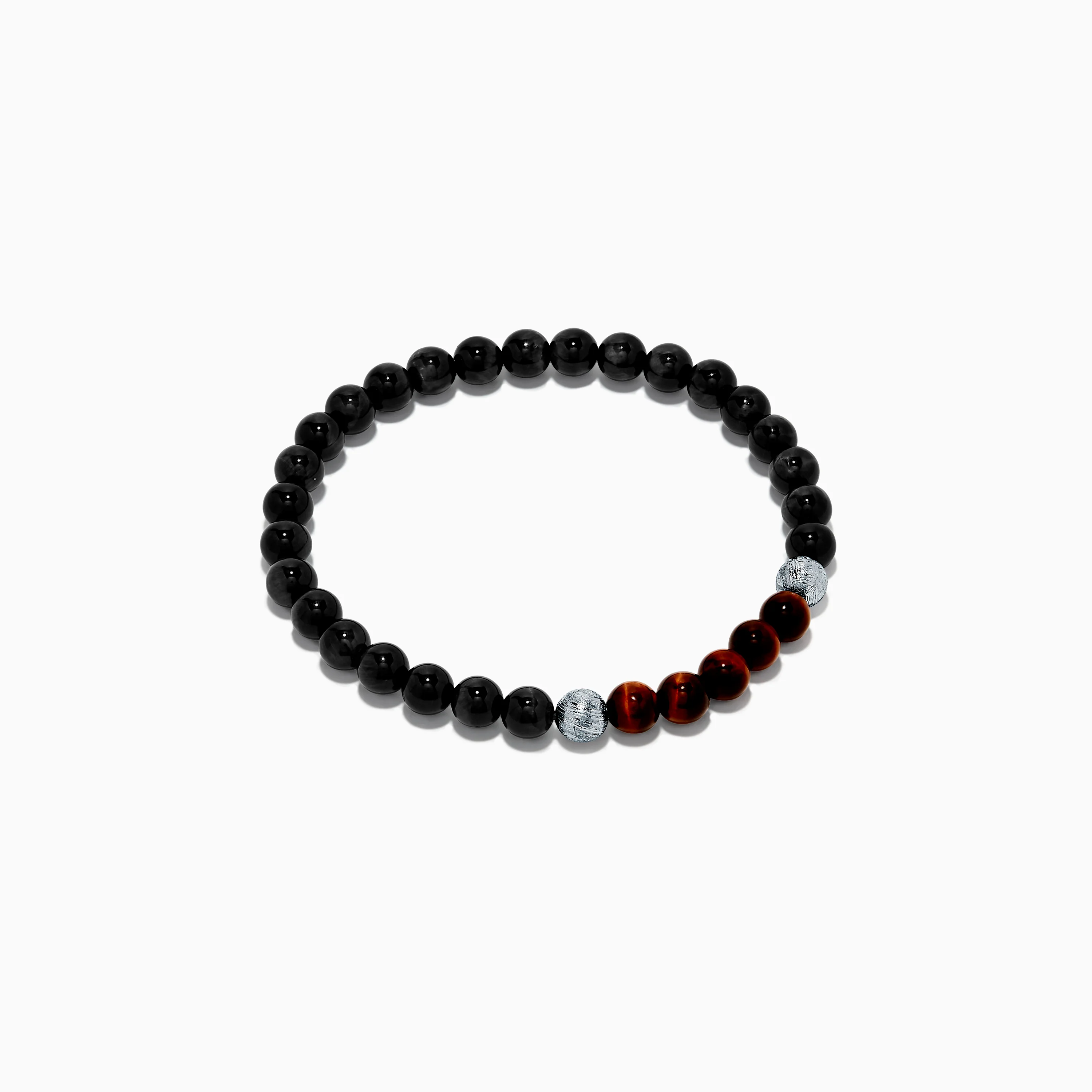 Men's Meteorite and Tiger's Eye Beaded Bracelet - Image 3