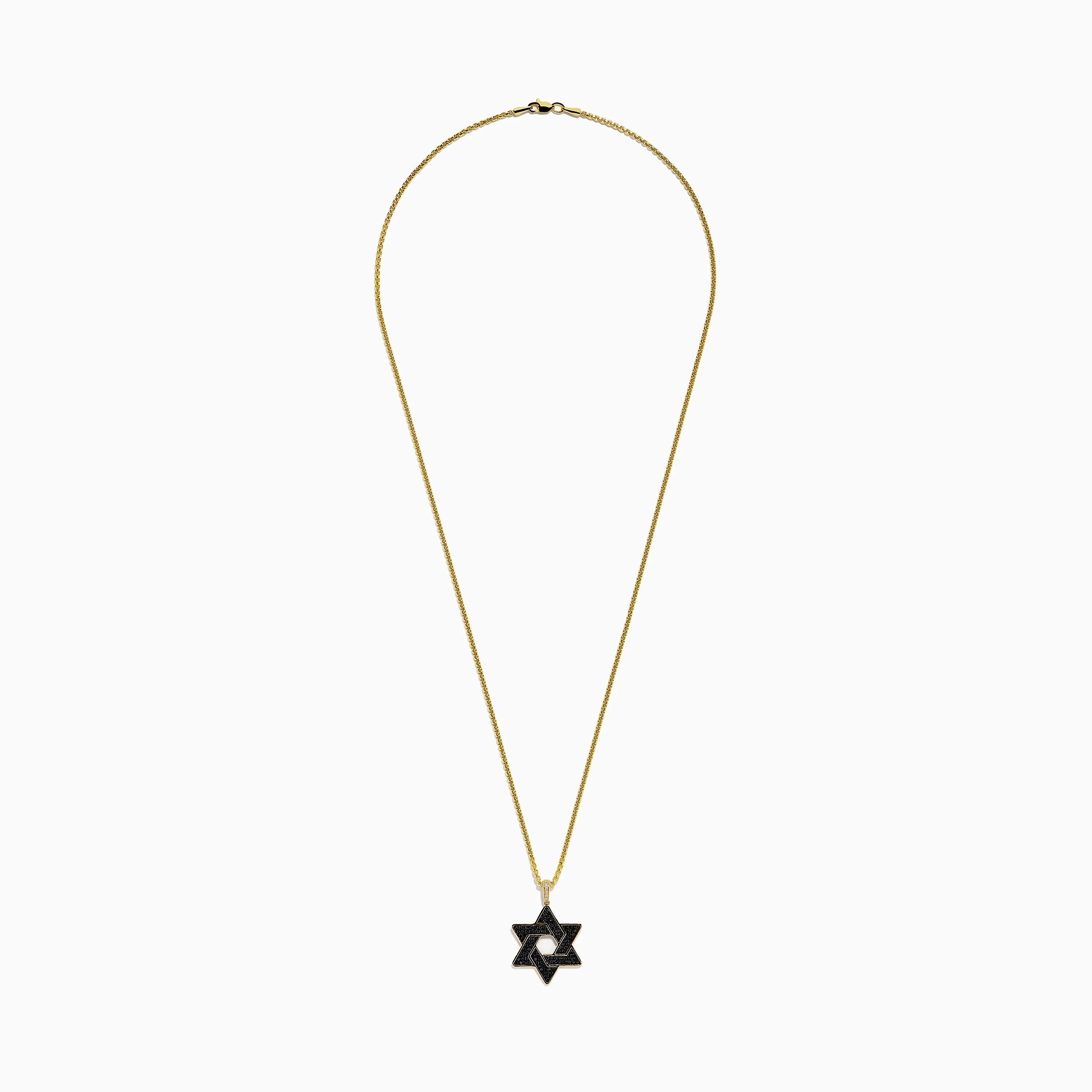 Novelty 14K Yellow Gold Black and White Diamond Star of David Pendant - Image 3